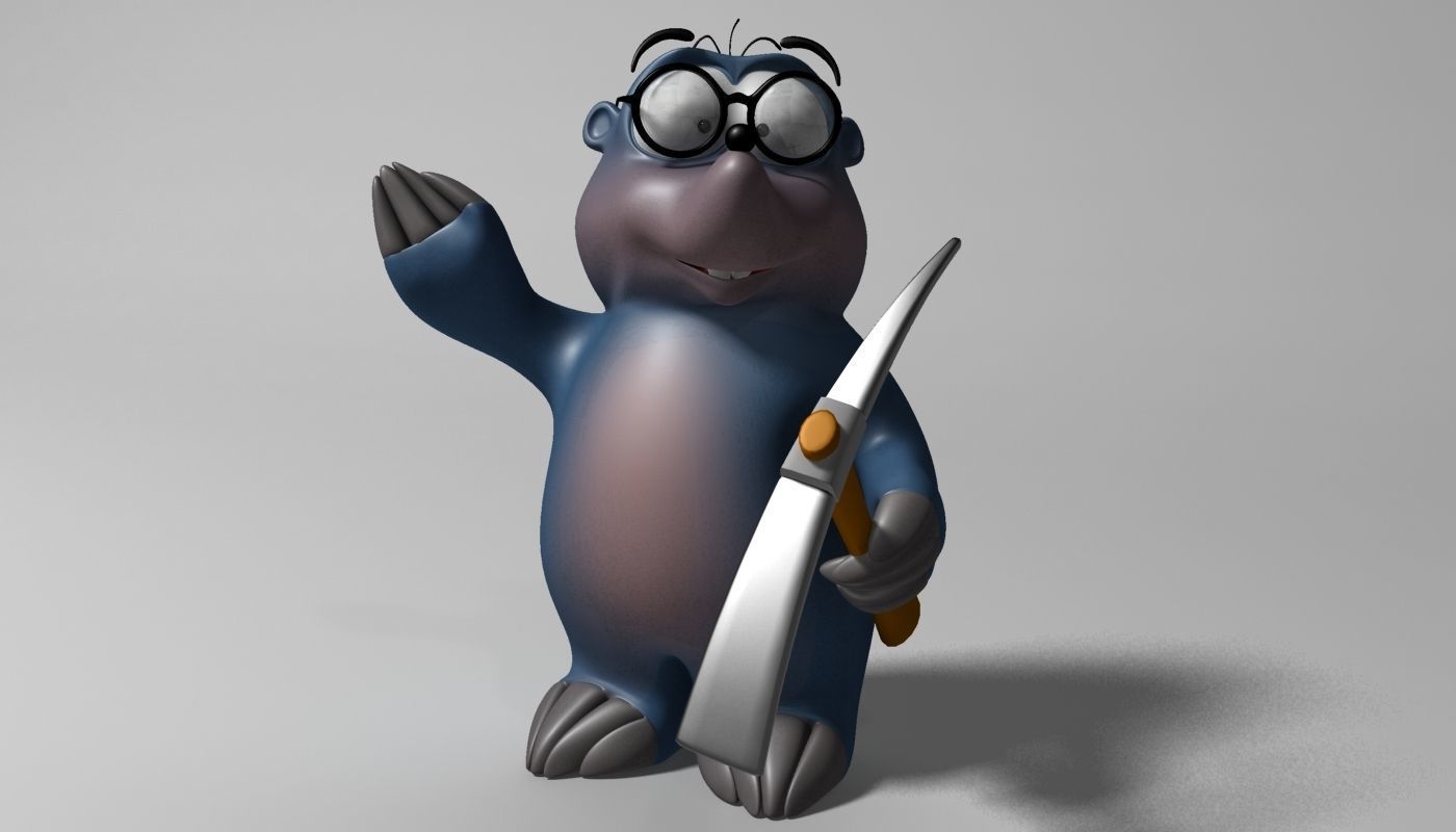 Cartoon mole rigged Low-poly 3D model_2