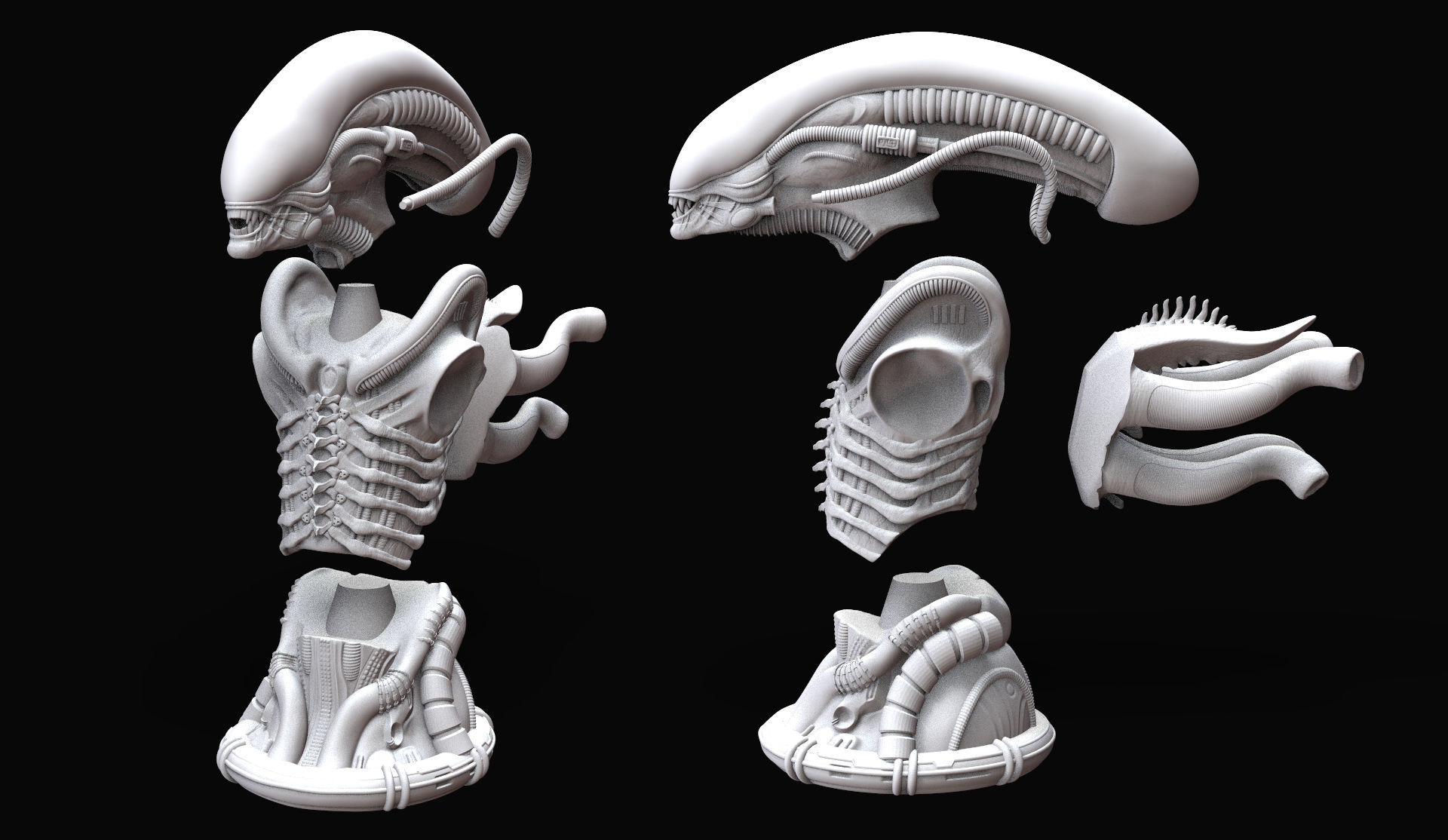 Original Alien Xenomorph bust 3D print model_6
