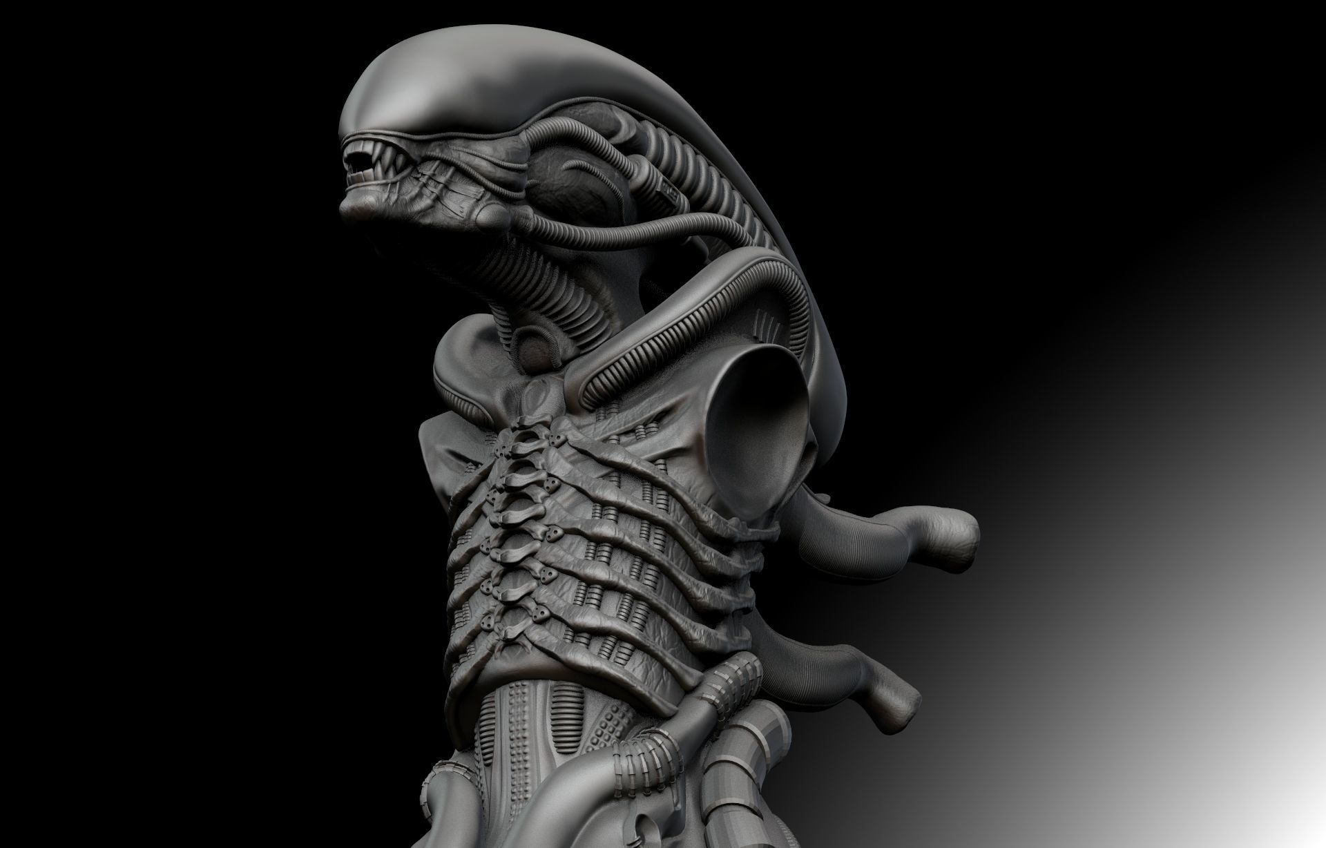Original Alien Xenomorph bust 3D print model_19