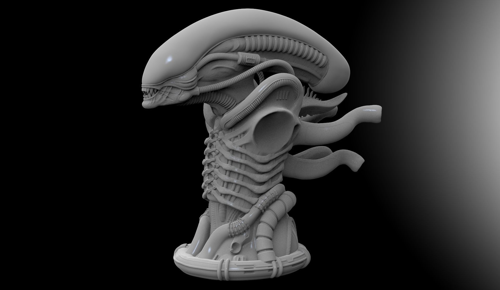 Original Alien Xenomorph bust 3D print model_20