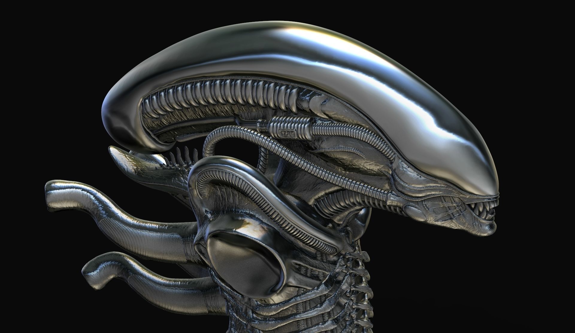 Original Alien Xenomorph bust 3D print model_22