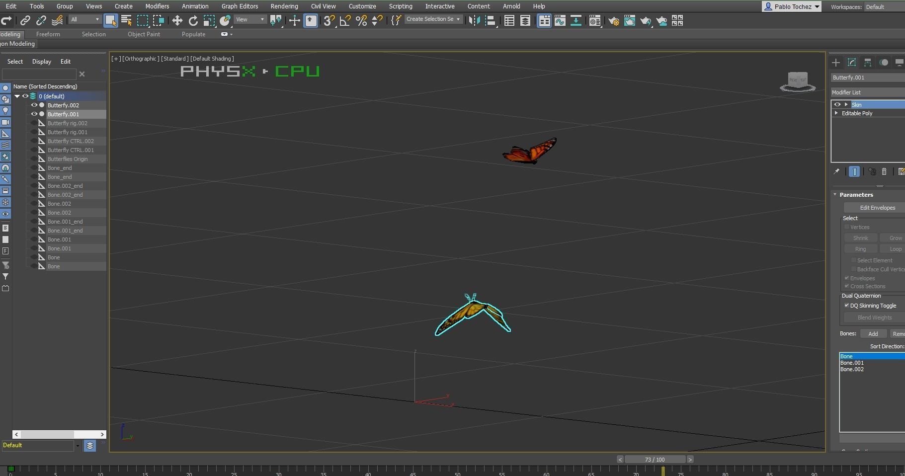 Background Butterflies and Moths Animated- Low Poly Low-poly 3D model_7