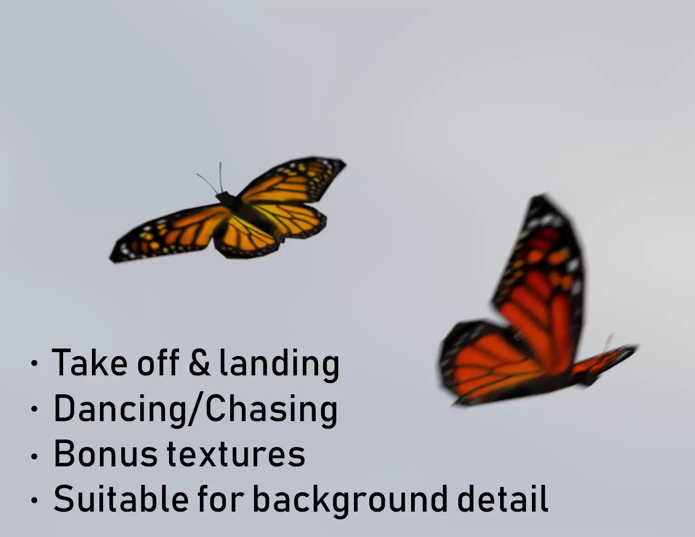 Background Butterflies and Moths Animated- Low Poly Low-poly 3D model_0