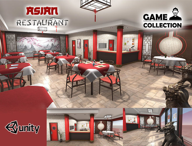 Asian Restaurant Low-poly 3D model