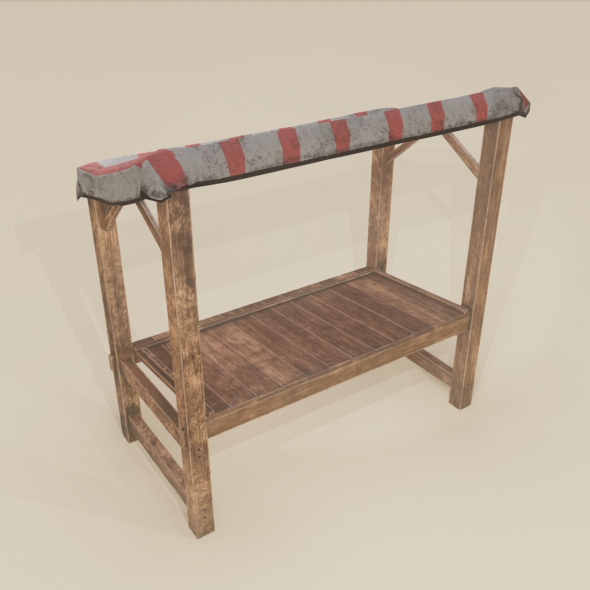 Merchant Stall Low-poly 3D model_9