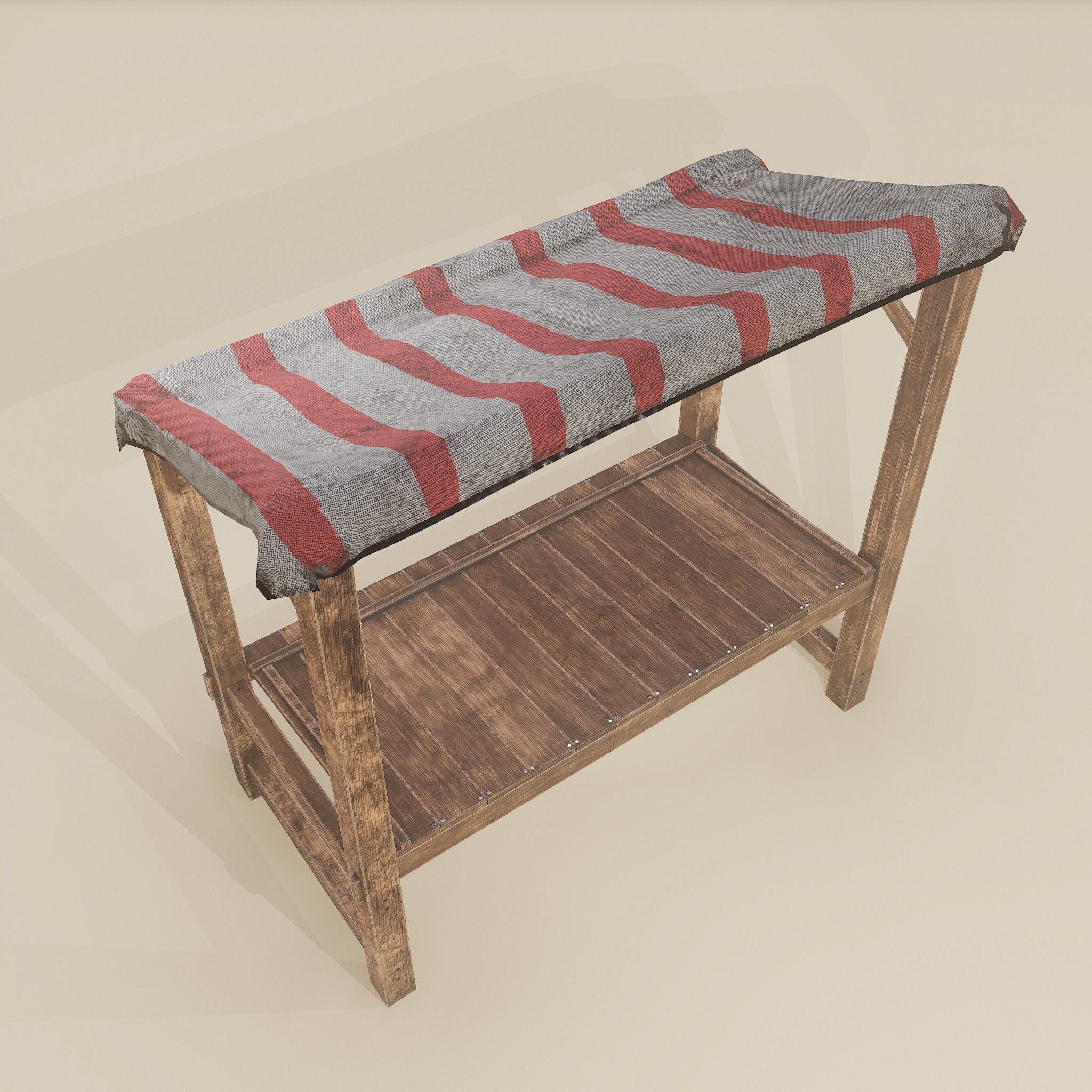 Merchant Stall Low-poly 3D model_16