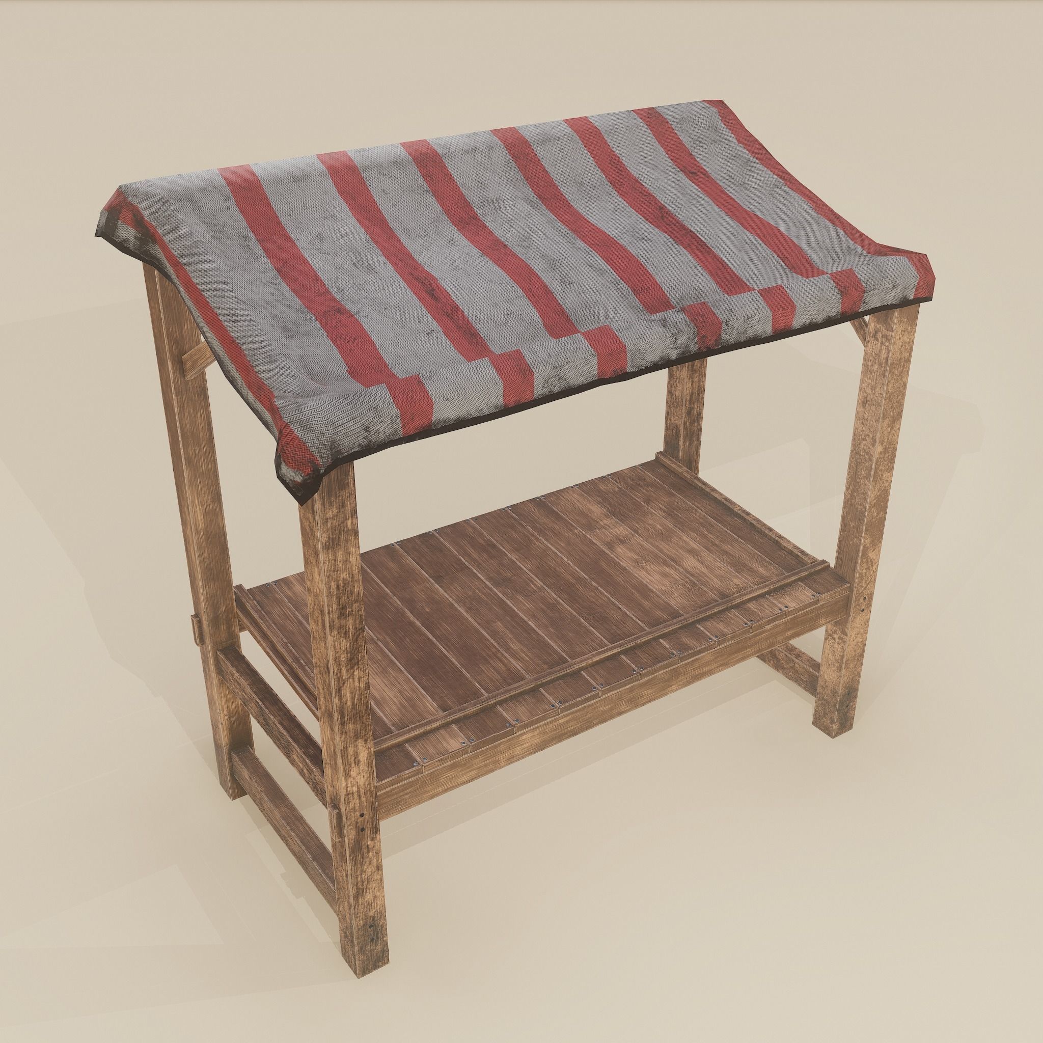 Merchant Stall Low-poly 3D model_3