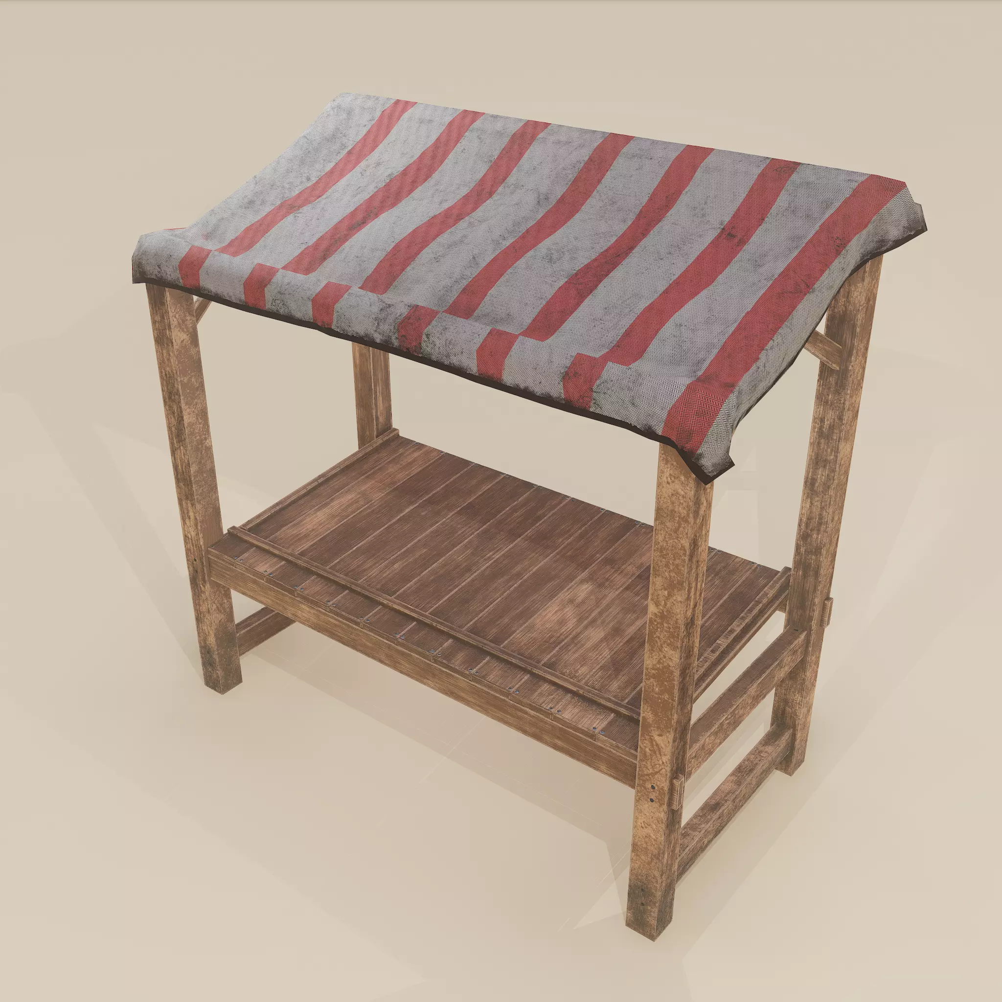 Merchant Stall Low-poly 3D model_0
