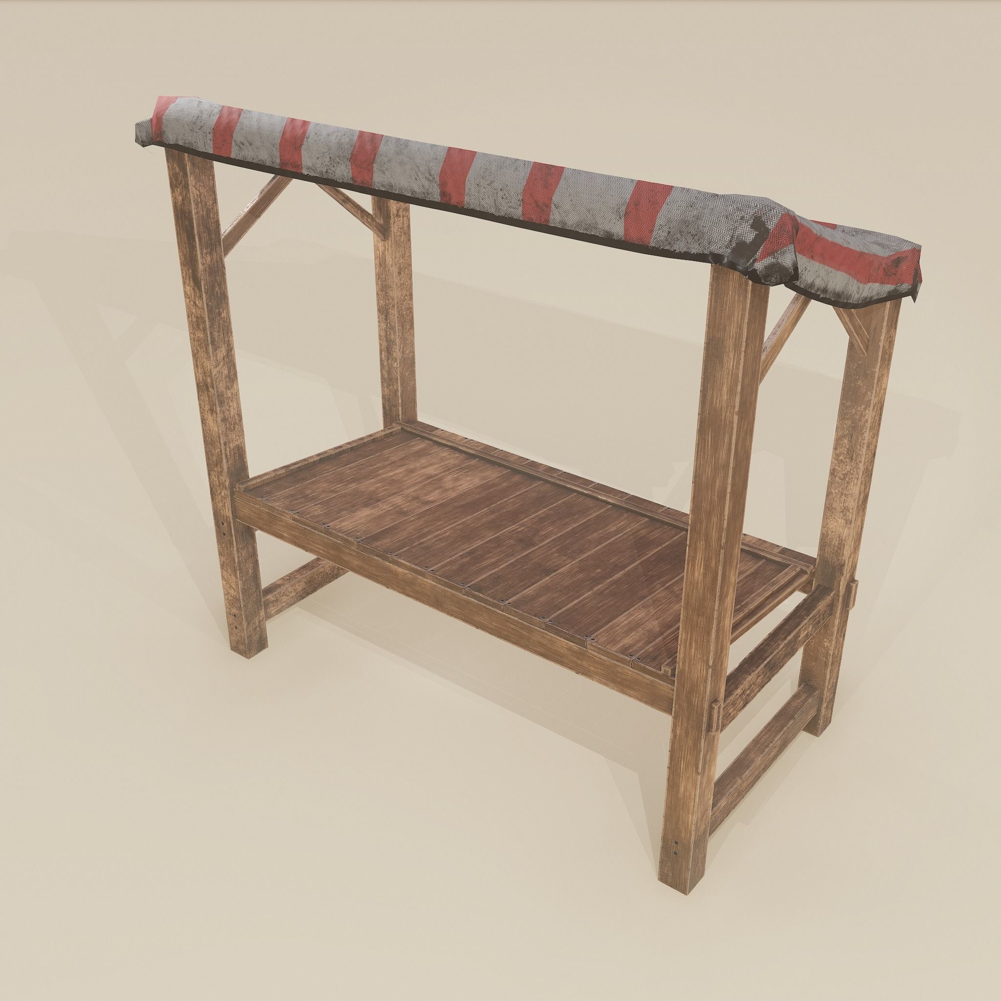 Merchant Stall Low-poly 3D model_7