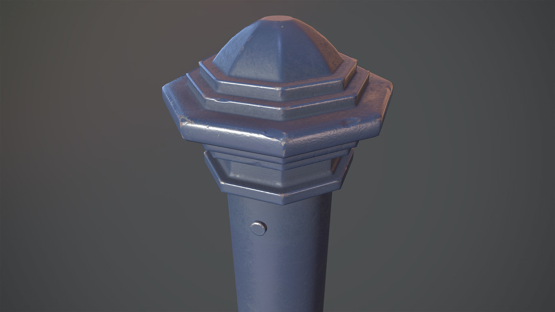 Barrier Bollard pack 3 Blue v1 Low-poly 3D model_4