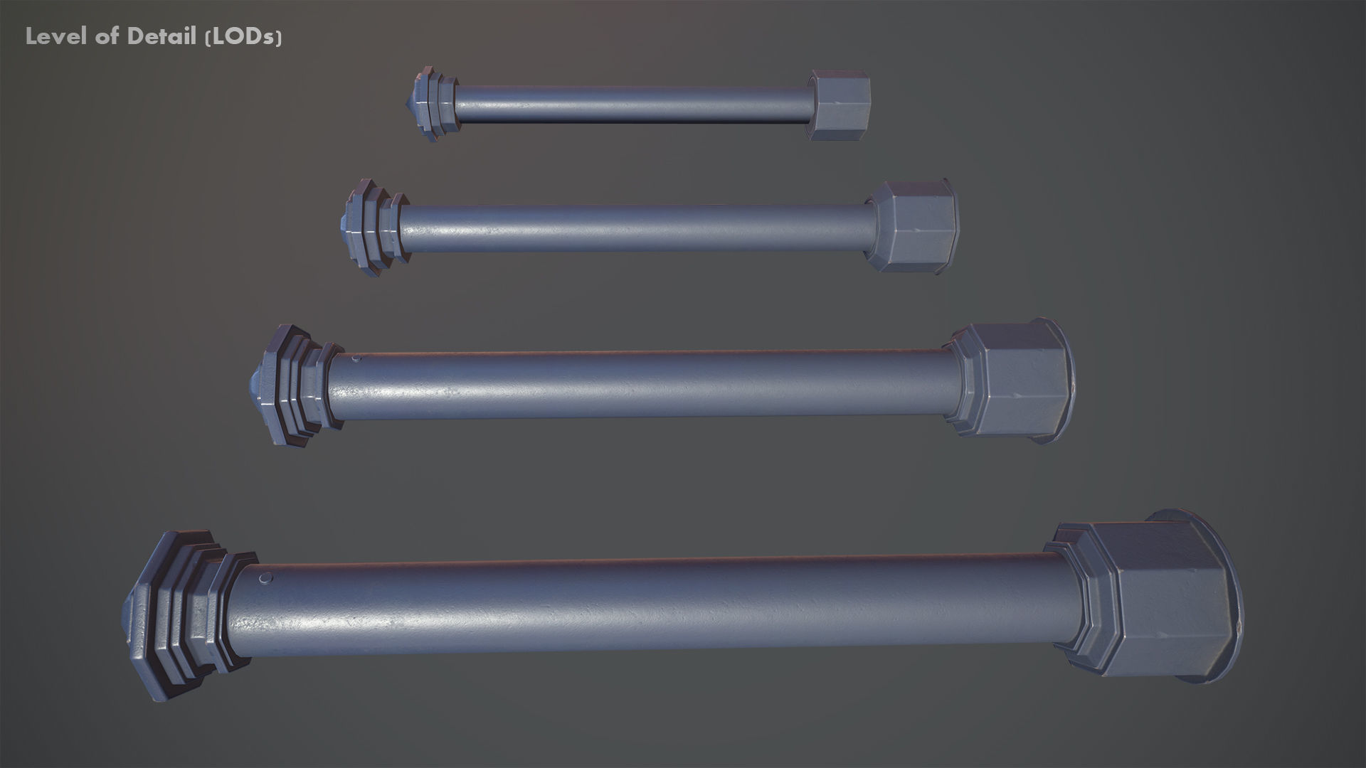 Barrier Bollard pack 3 Blue v1 Low-poly 3D model_19