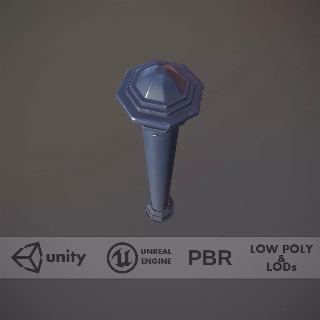 Barrier Bollard pack 3 Blue v1 Low-poly 3D model_0