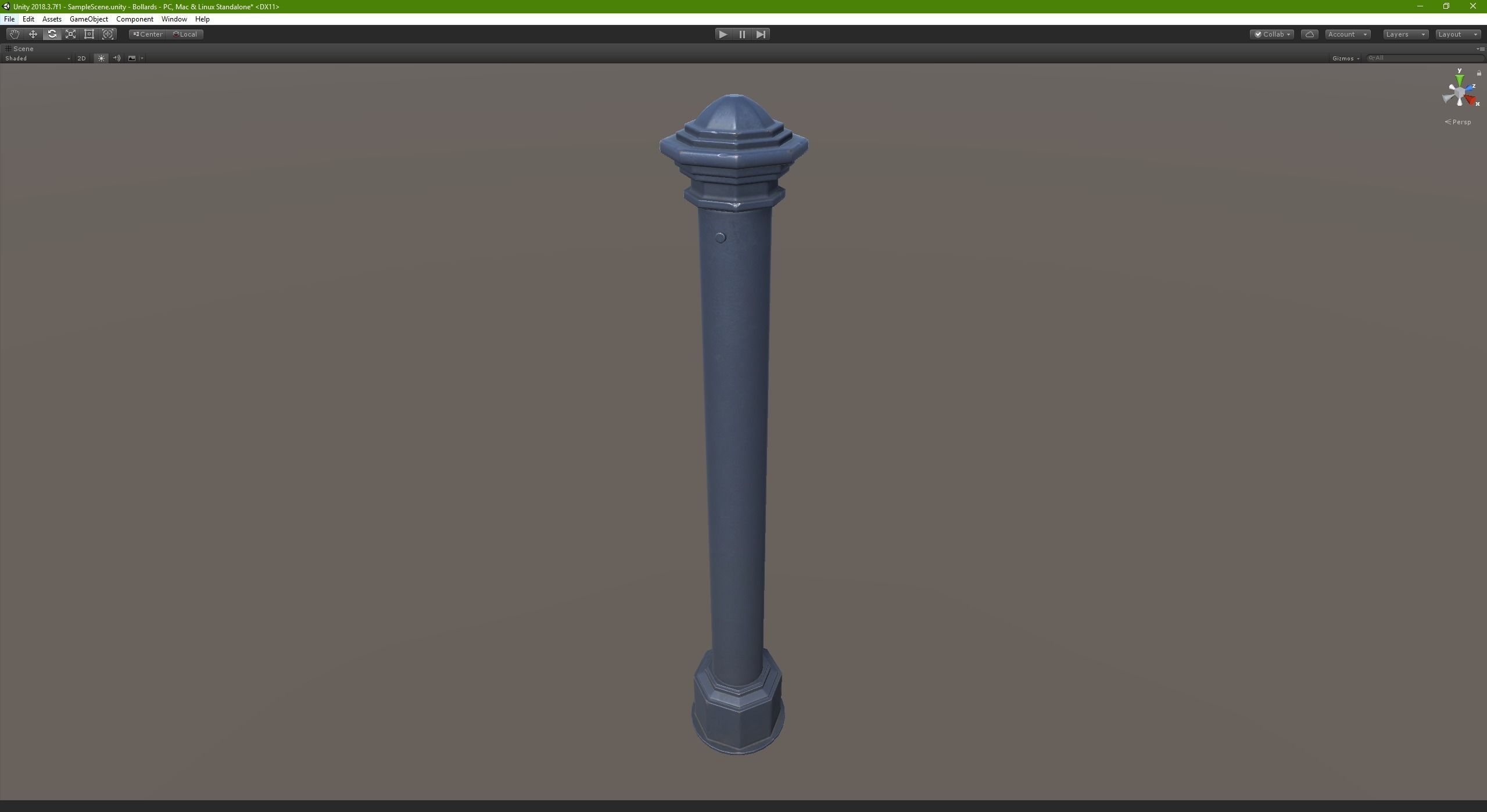Barrier Bollard pack 3 Blue v1 Low-poly 3D model_20