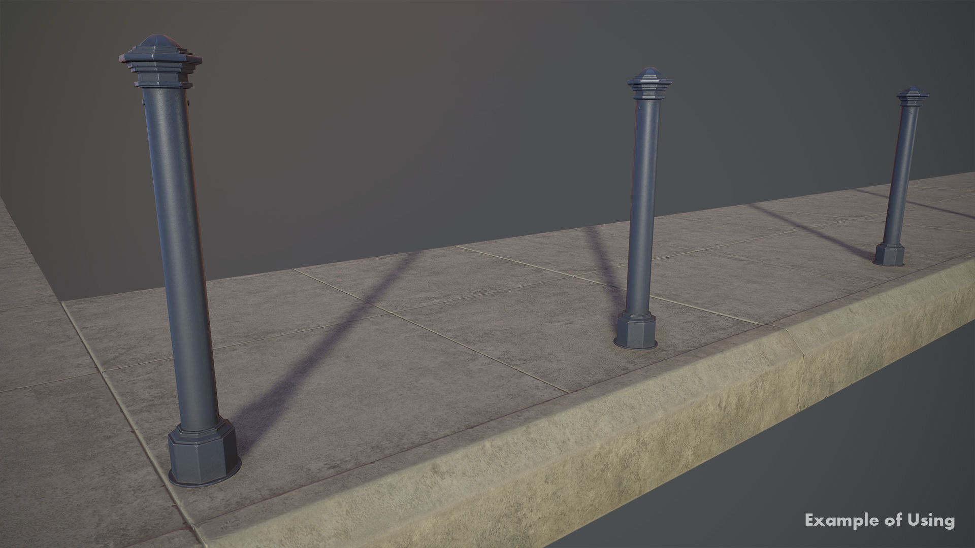 Barrier Bollard pack 3 Blue v1 Low-poly 3D model_9