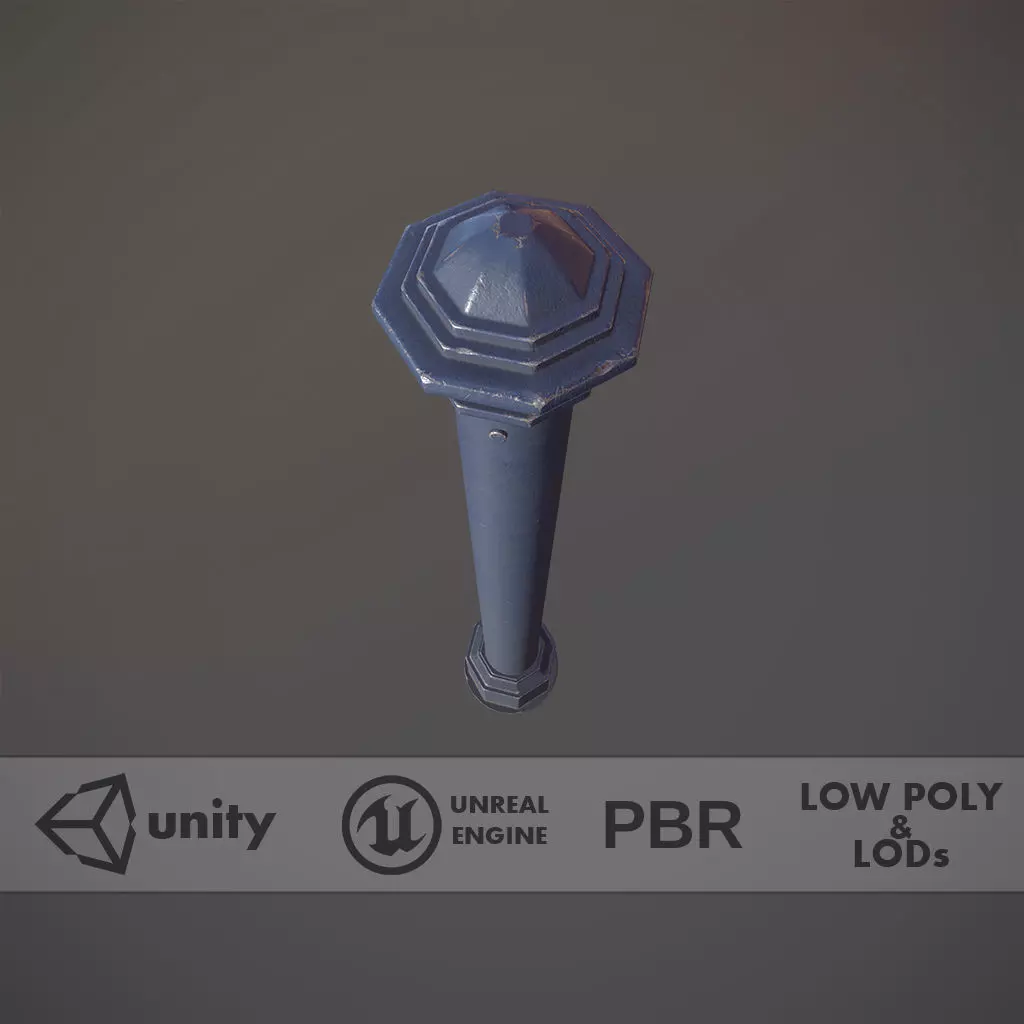 Barrier Bollard pack 3 Blue v2 Low-poly 3D model_0