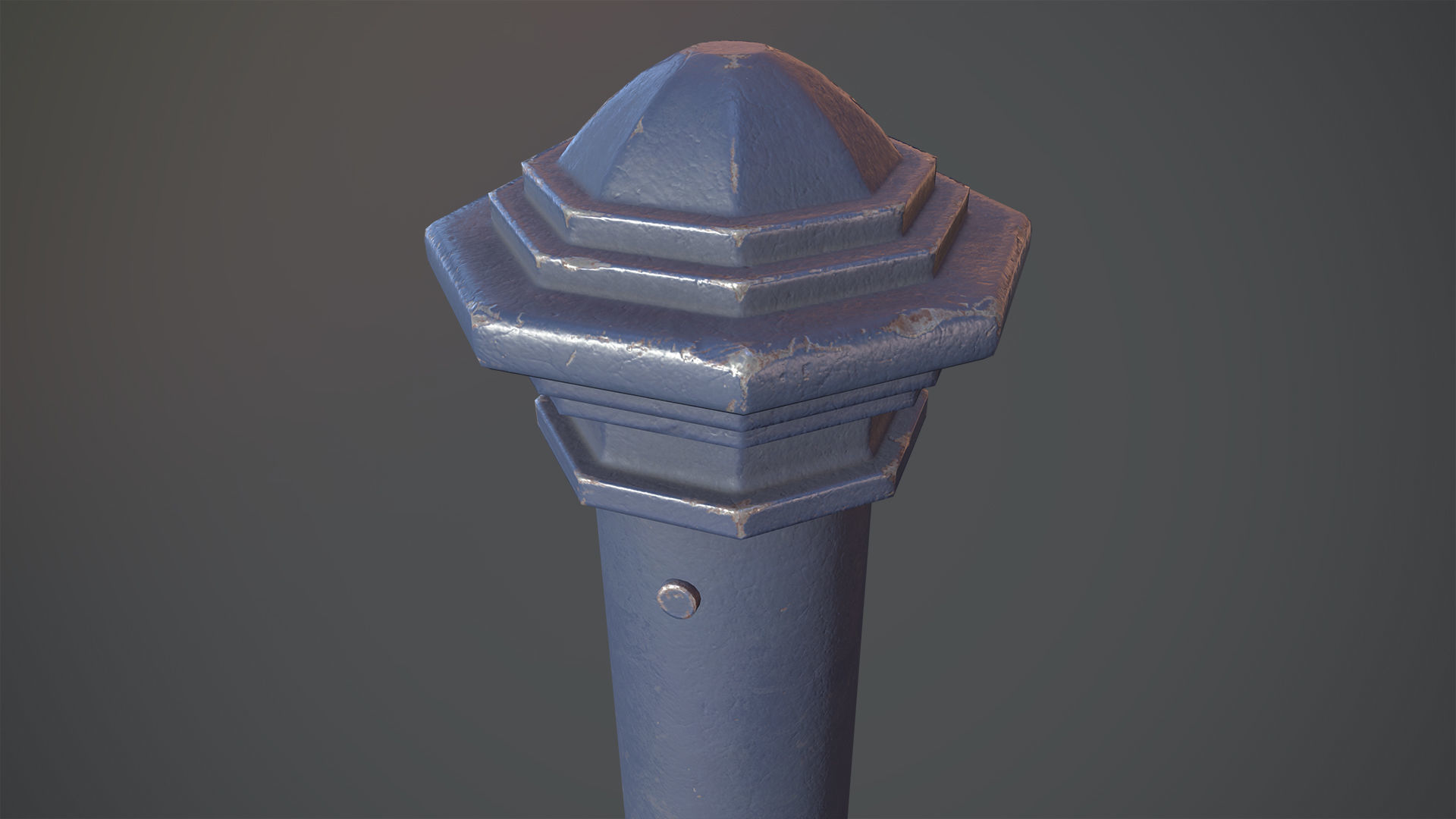 Barrier Bollard pack 3 Blue v2 Low-poly 3D model_4