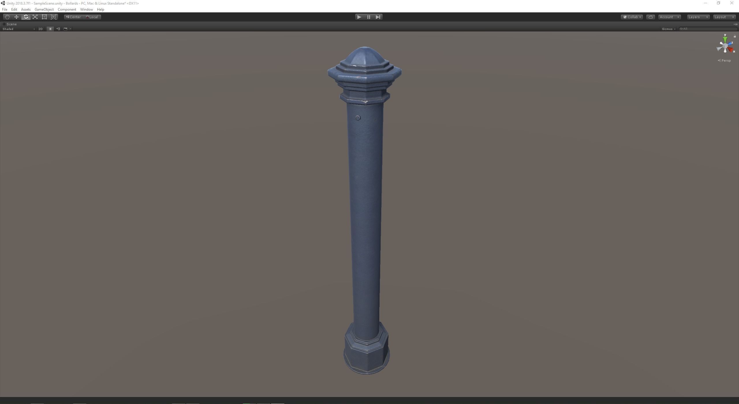 Barrier Bollard pack 3 Blue v2 Low-poly 3D model_20