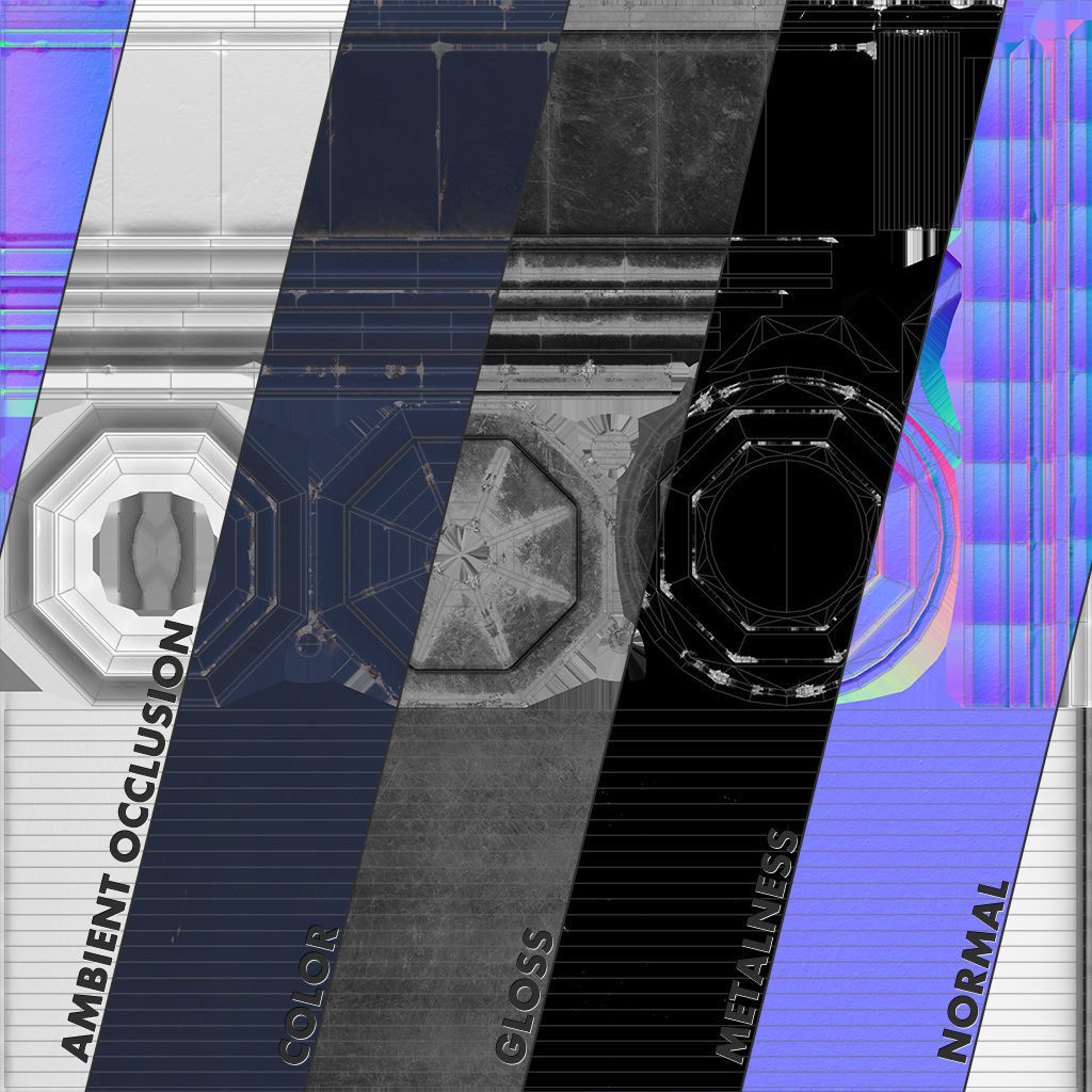 Barrier Bollard pack 3 Blue v2 Low-poly 3D model_10