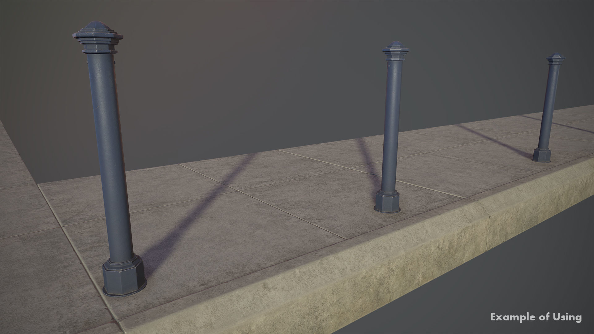 Barrier Bollard pack 3 Blue v2 Low-poly 3D model_9