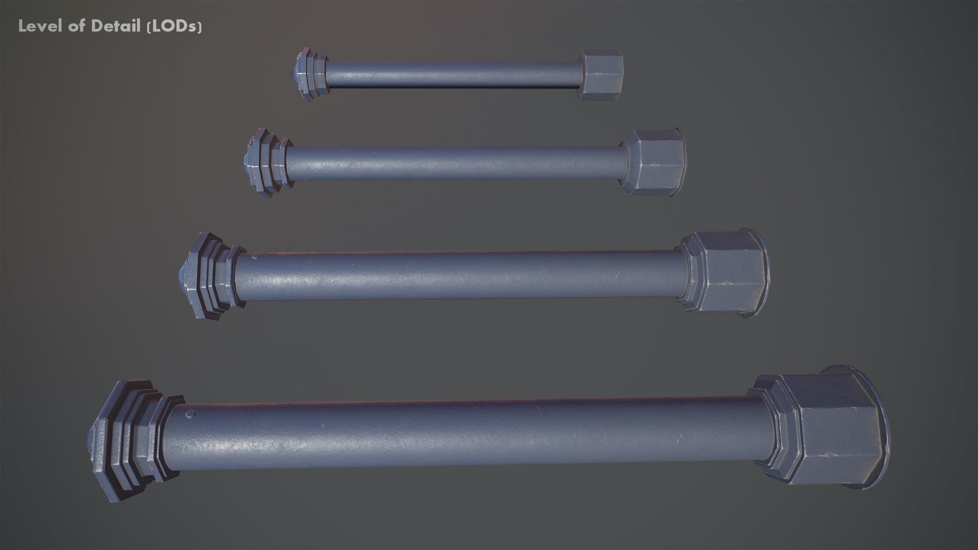 Barrier Bollard pack 3 Blue v2 Low-poly 3D model_19