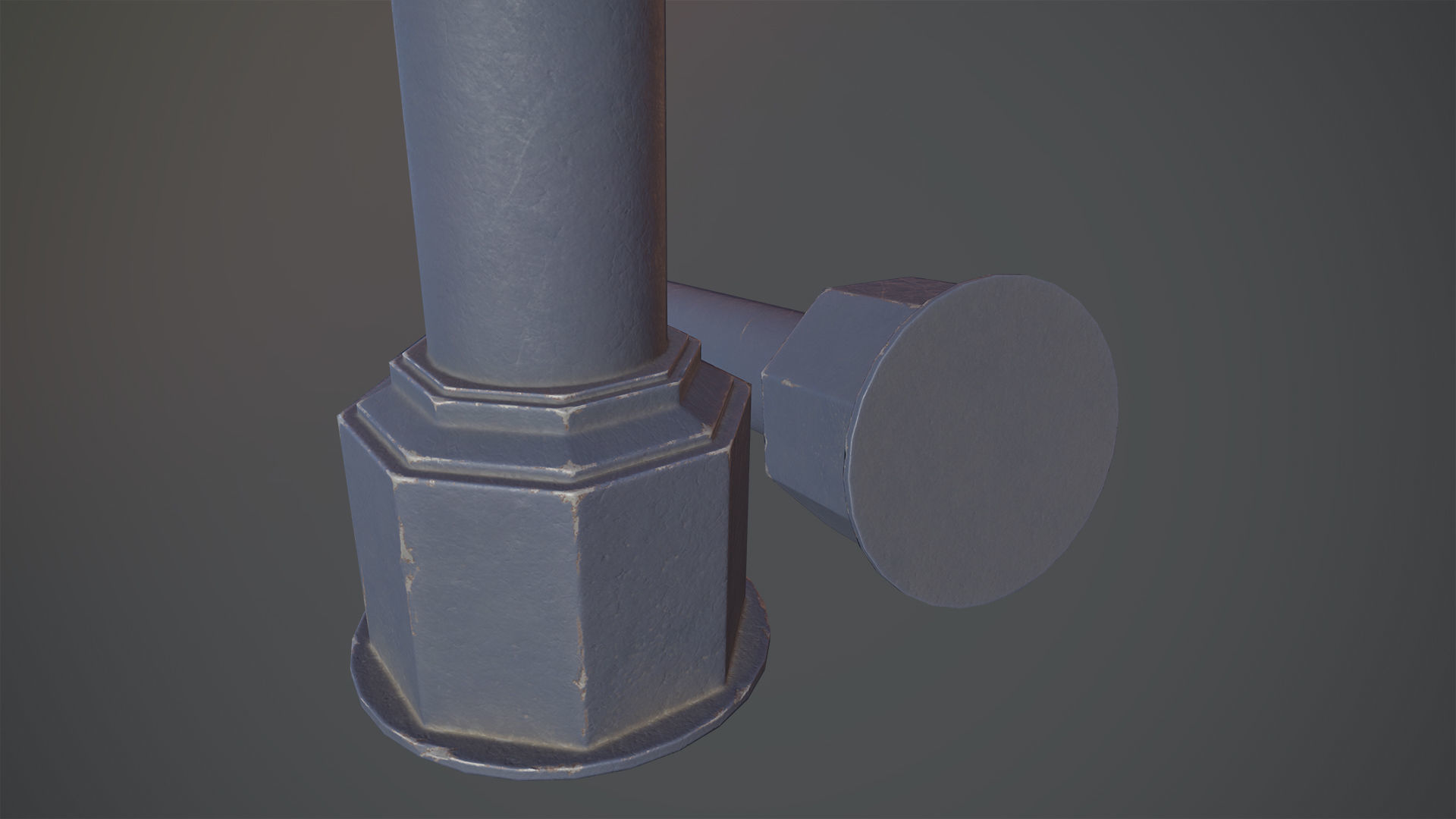 Barrier Bollard pack 3 Blue v2 Low-poly 3D model_8