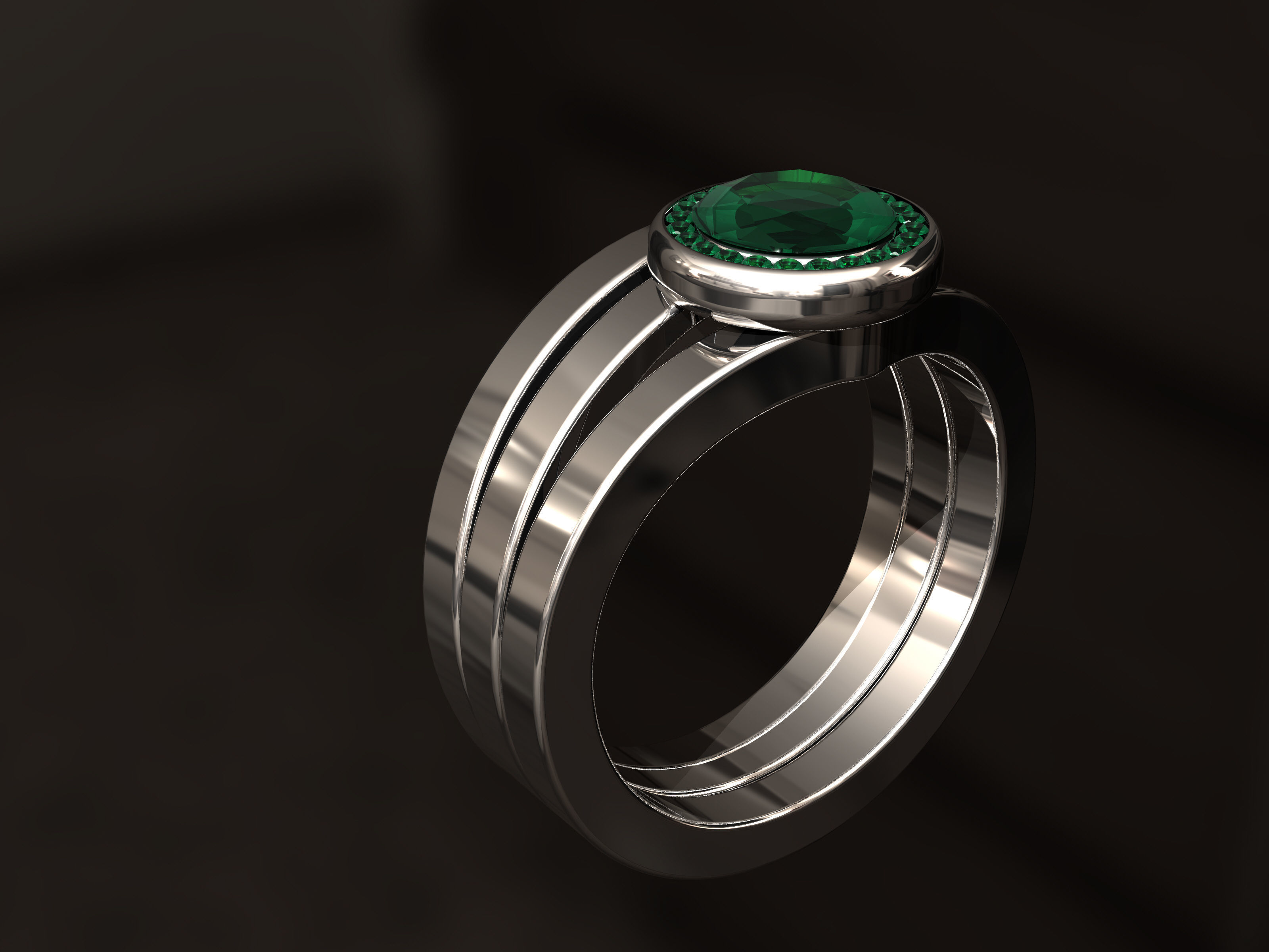 Ring with diamonds 3D print model_5