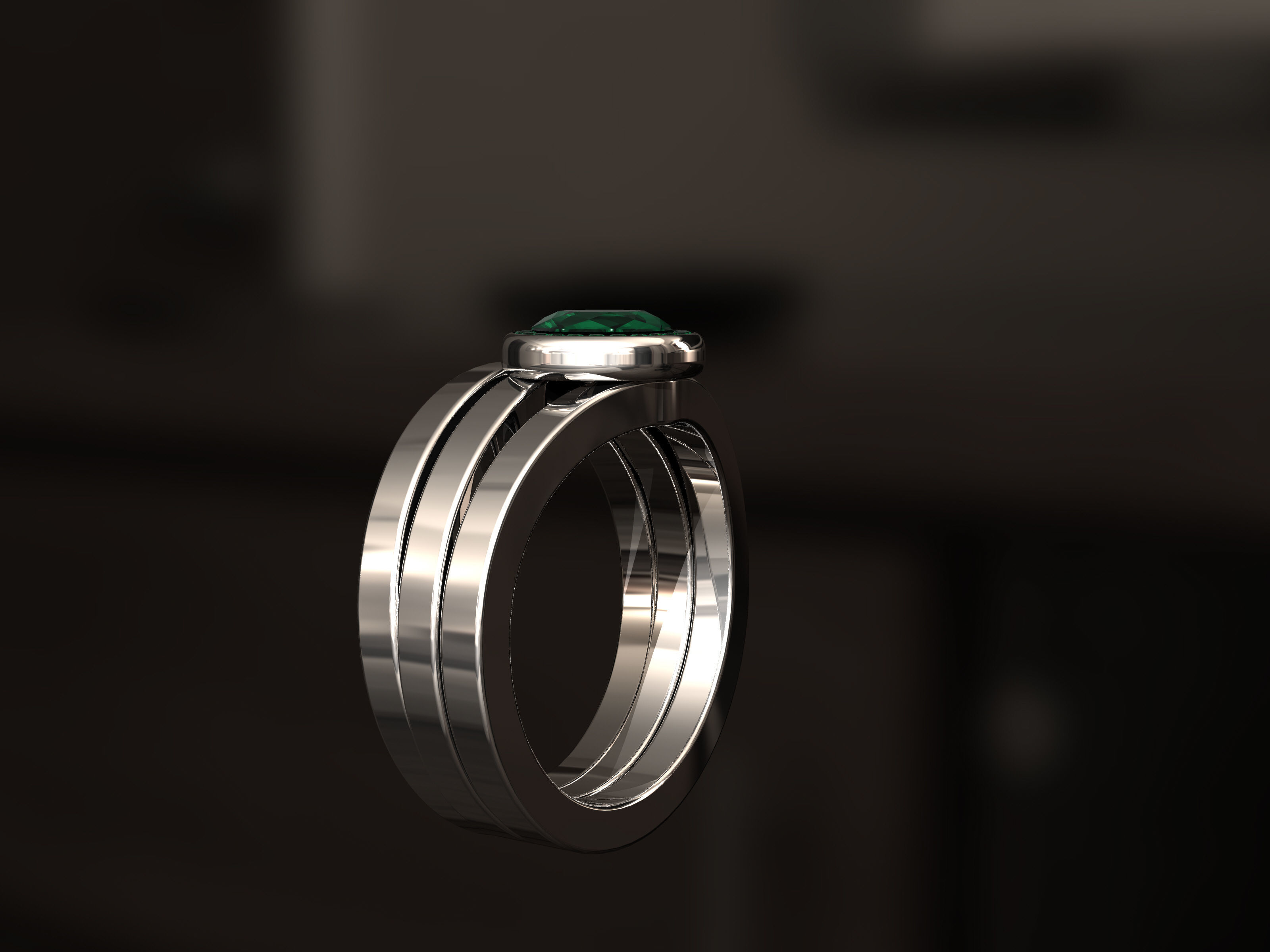 Ring with diamonds 3D print model_2