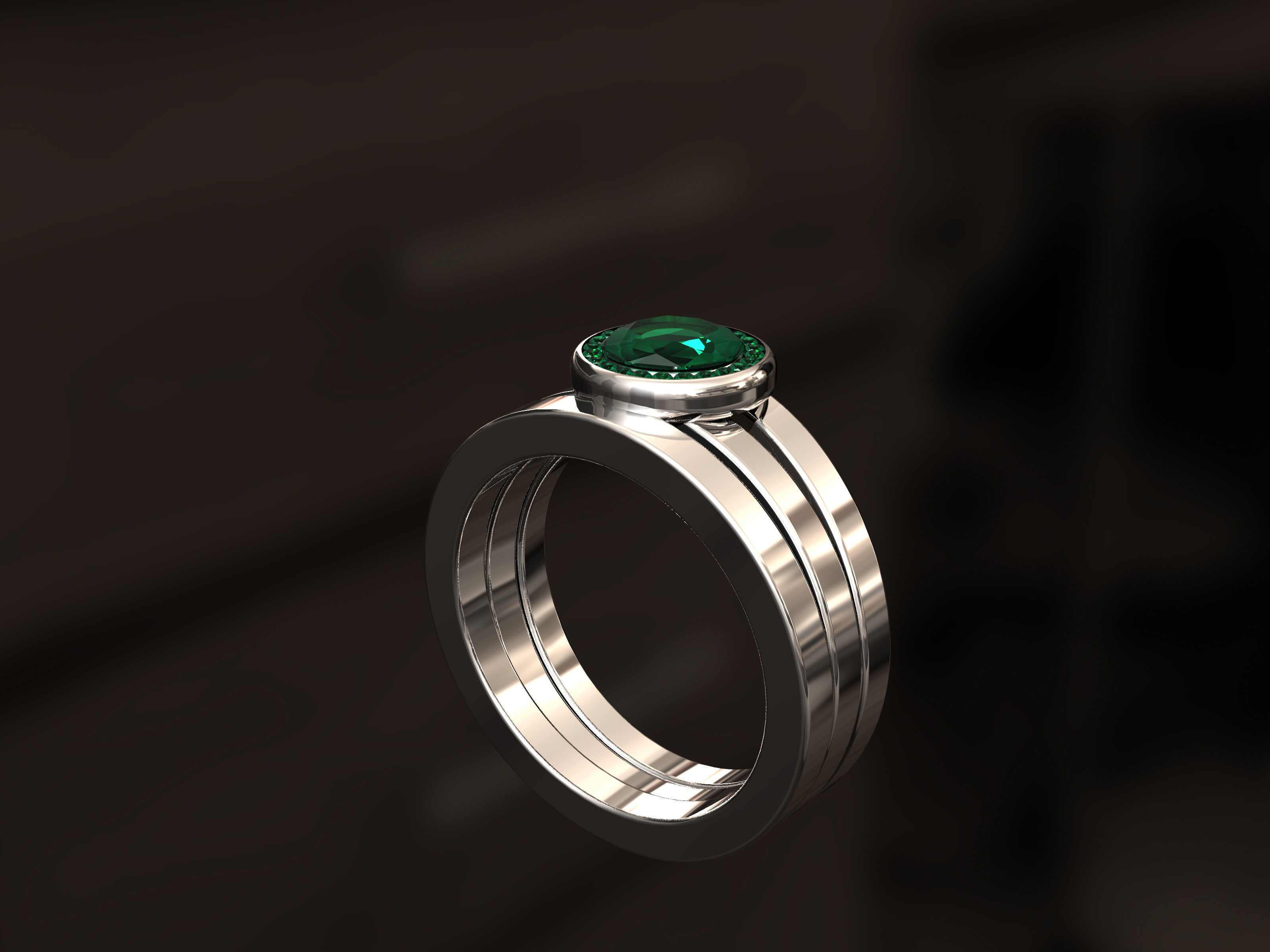 Ring with diamonds 3D print model_1