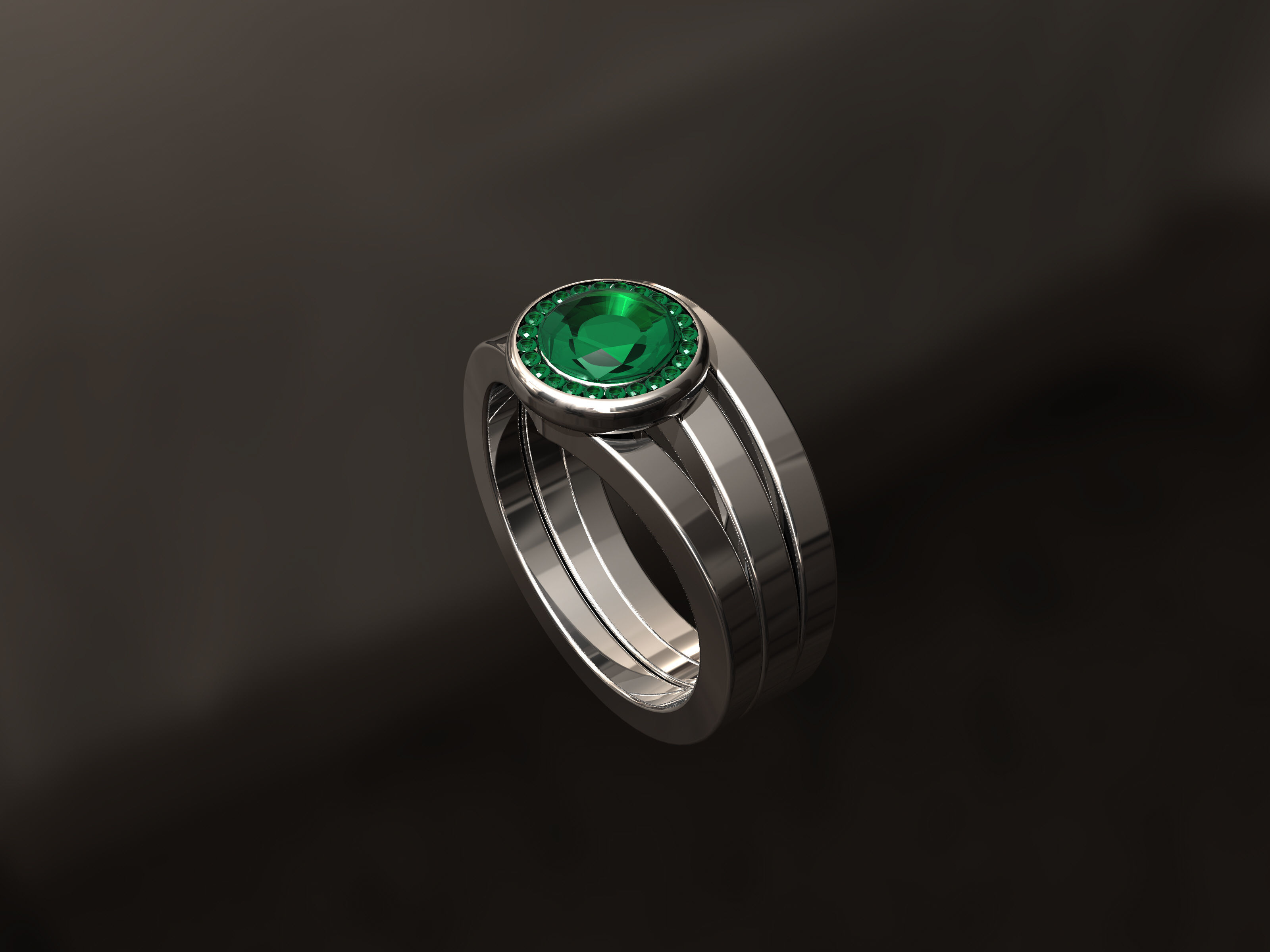 Ring with diamonds 3D print model_3