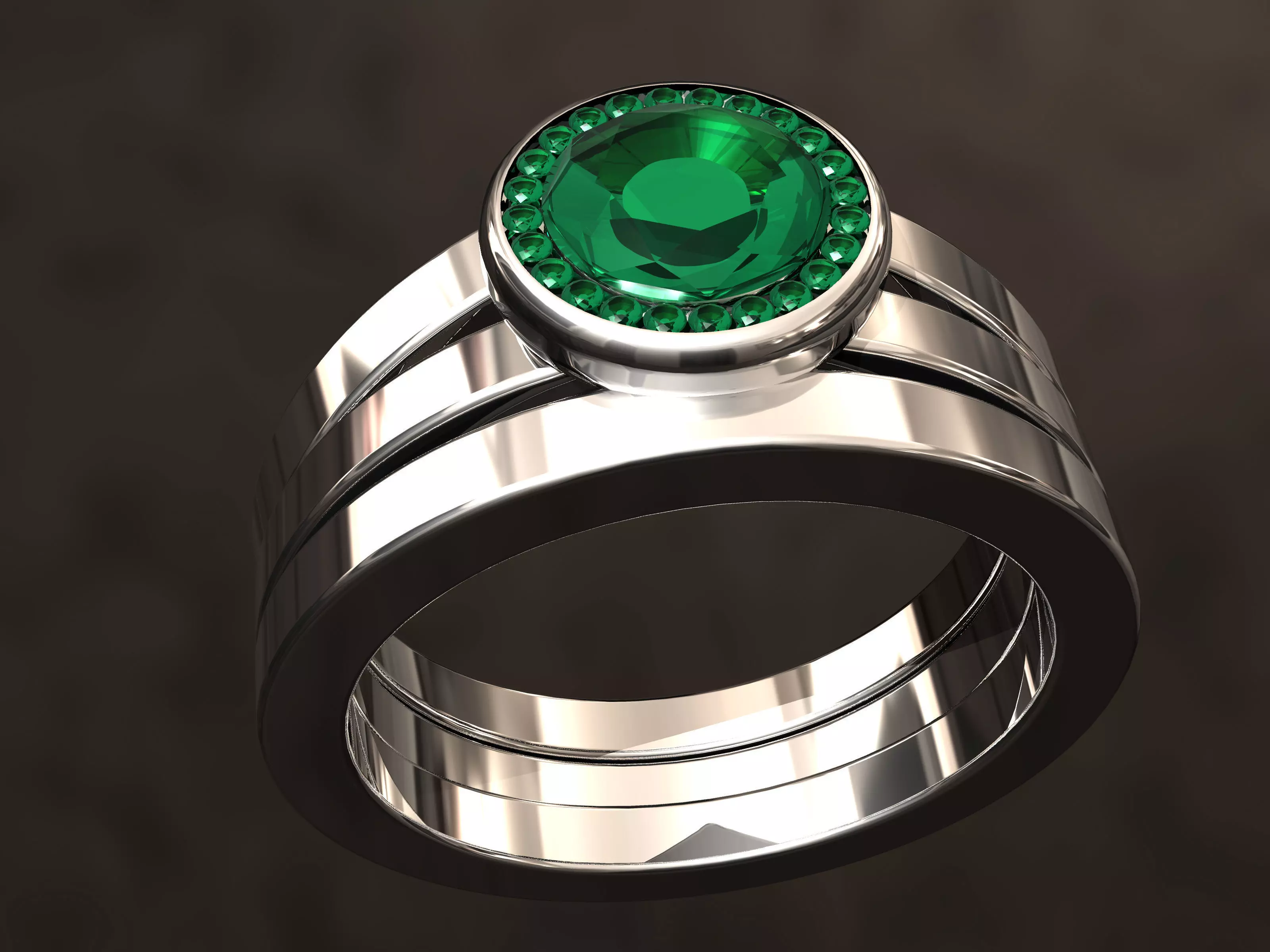 Ring with diamonds 3D print model_0