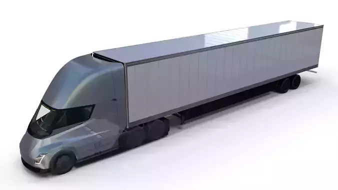 Tesla Truck with Chassis Interior and Trailer Silver