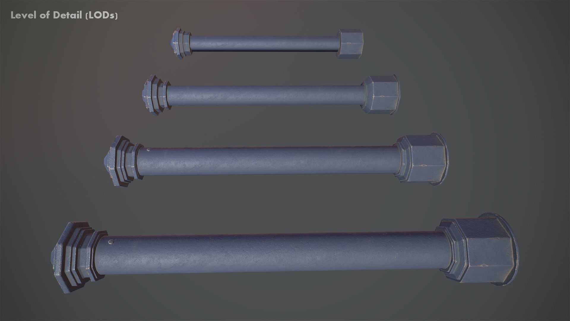 Barrier Bollard pack 3 Blue v3 Low-poly 3D model_19