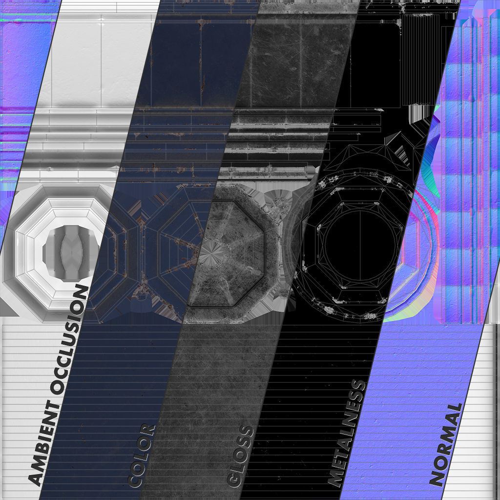 Barrier Bollard pack 3 Blue v3 Low-poly 3D model_10