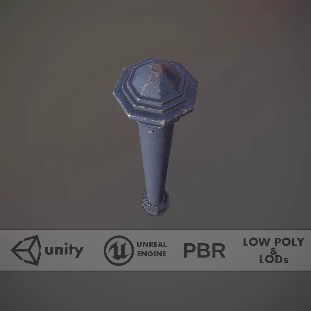 Barrier Bollard pack 3 Blue v3 Low-poly 3D model_0