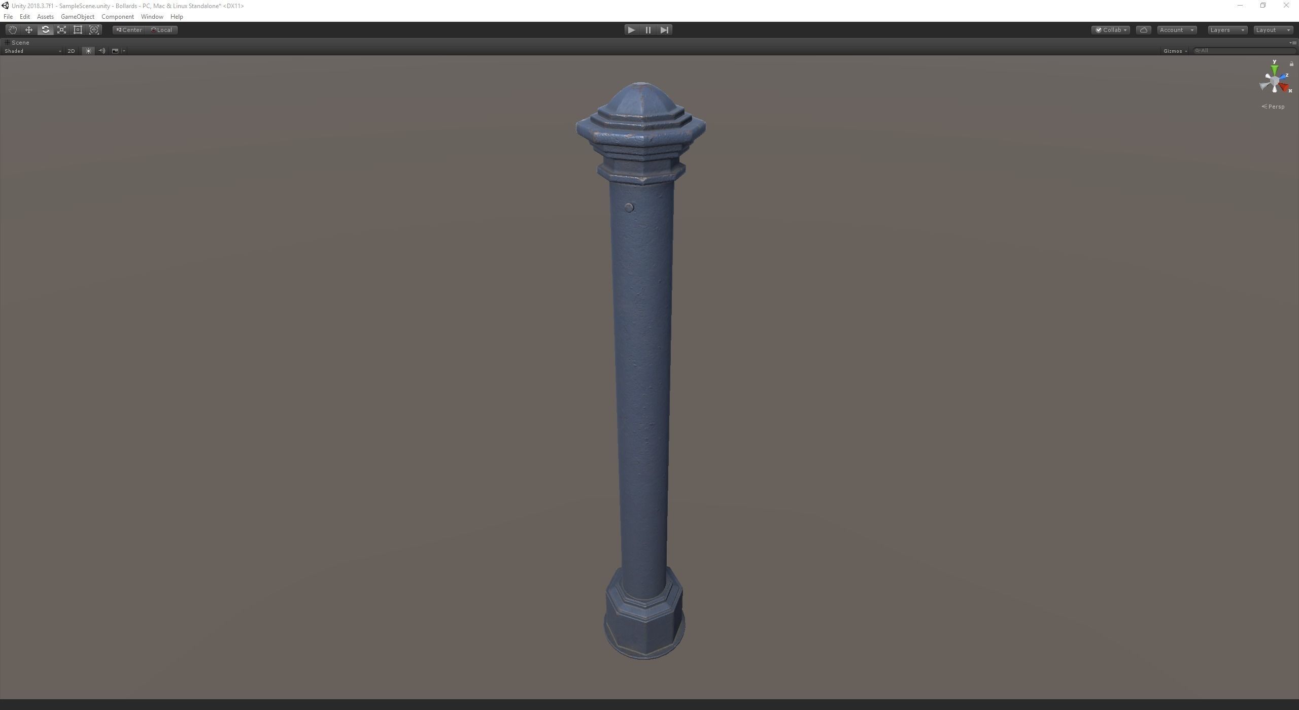 Barrier Bollard pack 3 Blue v3 Low-poly 3D model_20