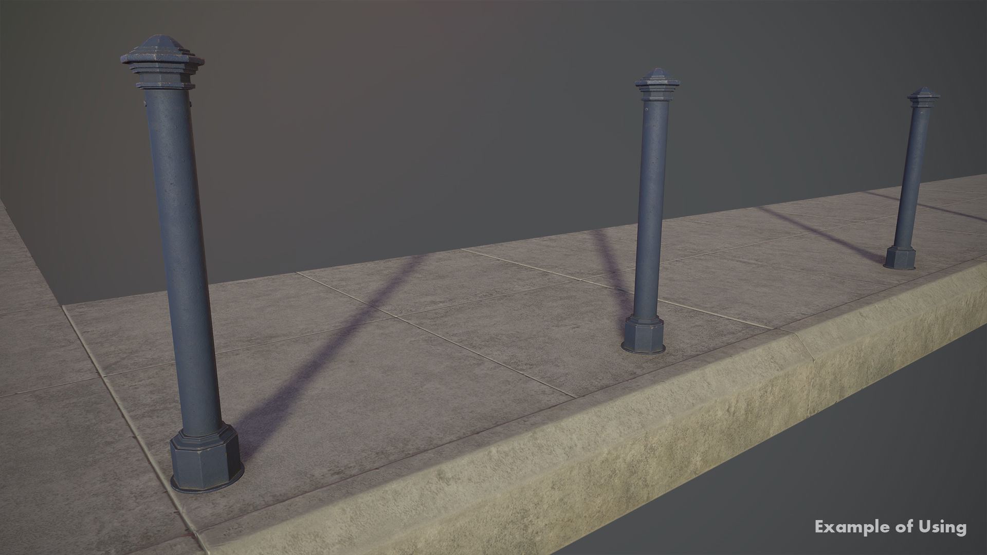 Barrier Bollard pack 3 Blue v3 Low-poly 3D model_9