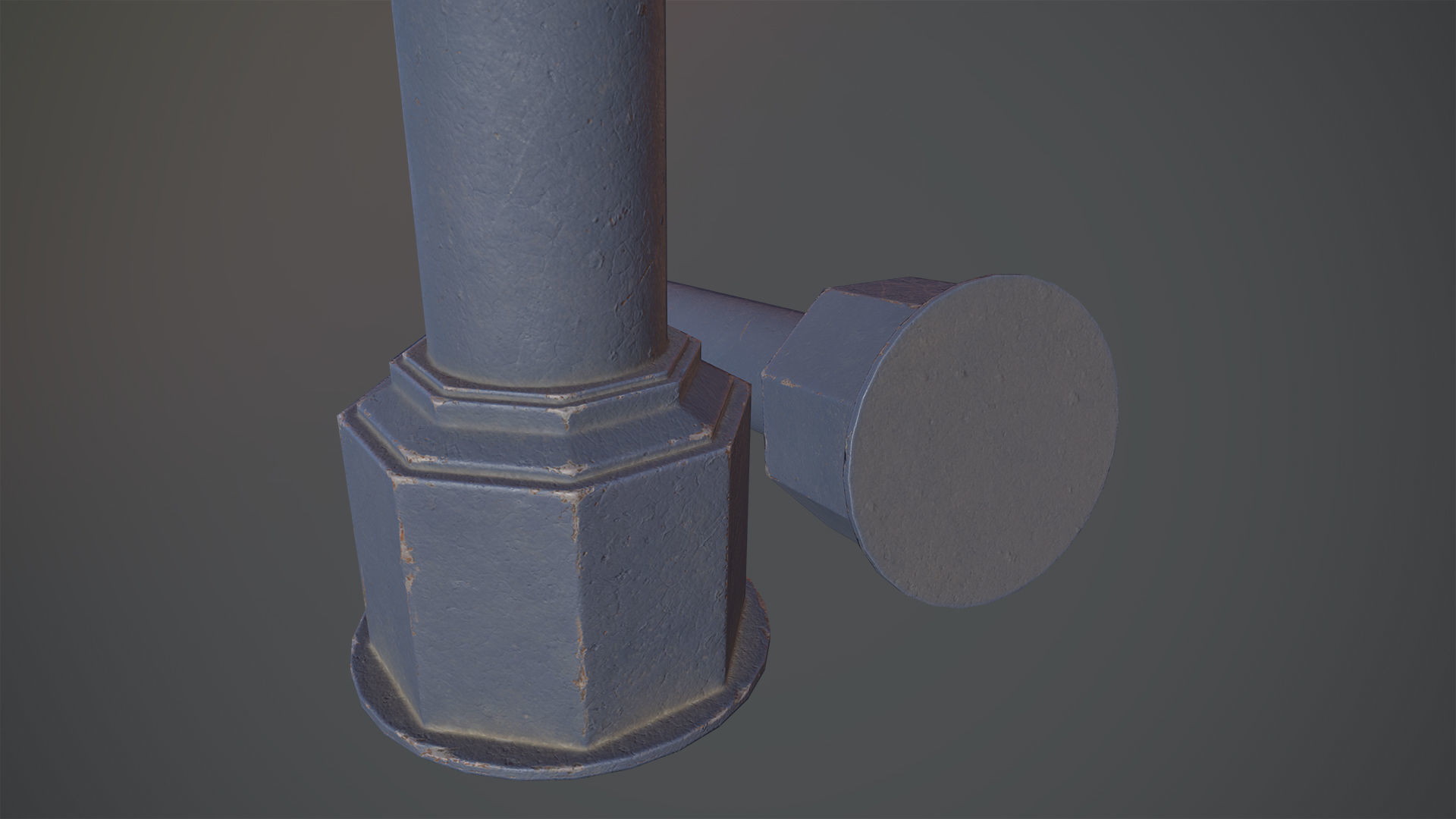 Barrier Bollard pack 3 Blue v3 Low-poly 3D model_8