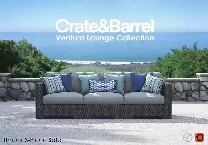 Crate and Barrel Ventura UMBER 3-Piece Sofa
