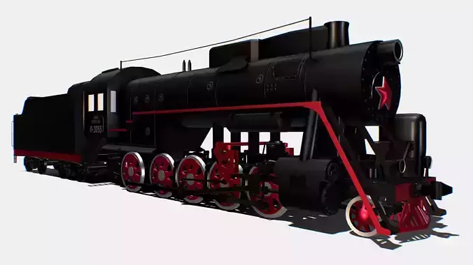 Animated Freight Steam Locomotive L-3055 Low-poly 3D model
