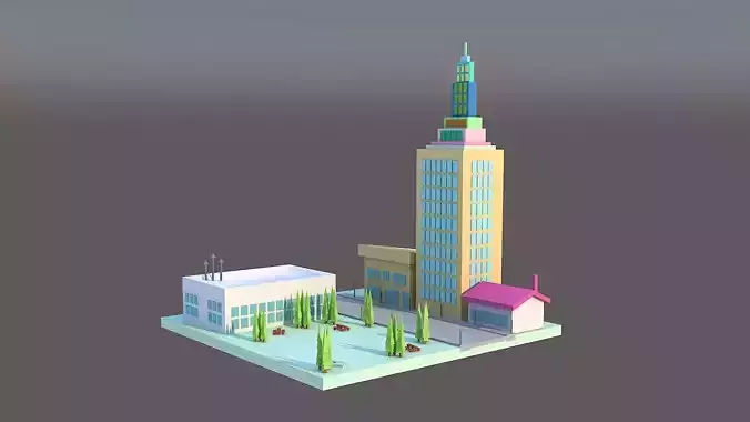 low poly city part