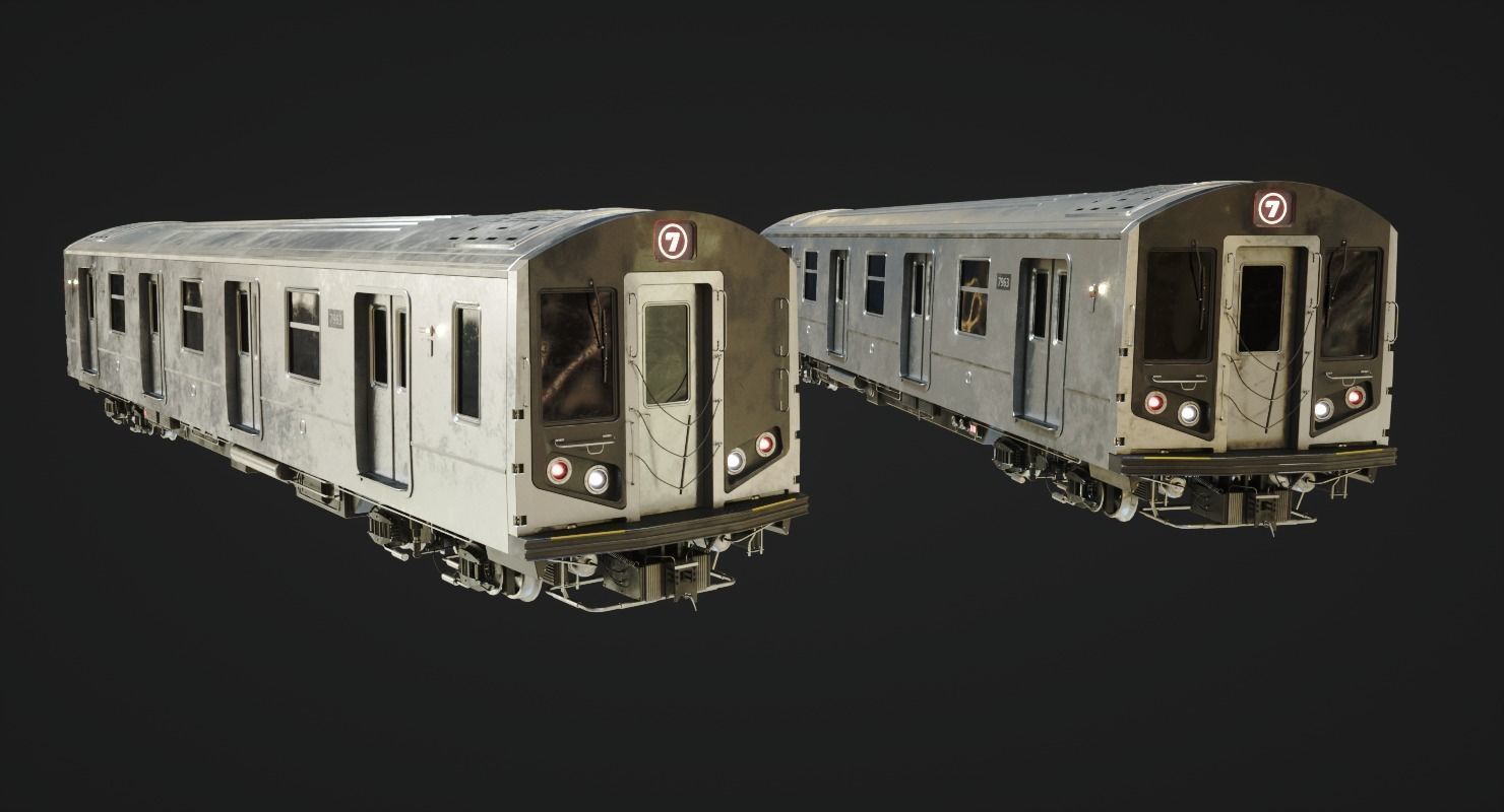 Subway Train Low-poly 3D model_1