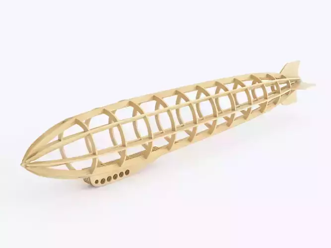 Wooden toy airship 01 3D model