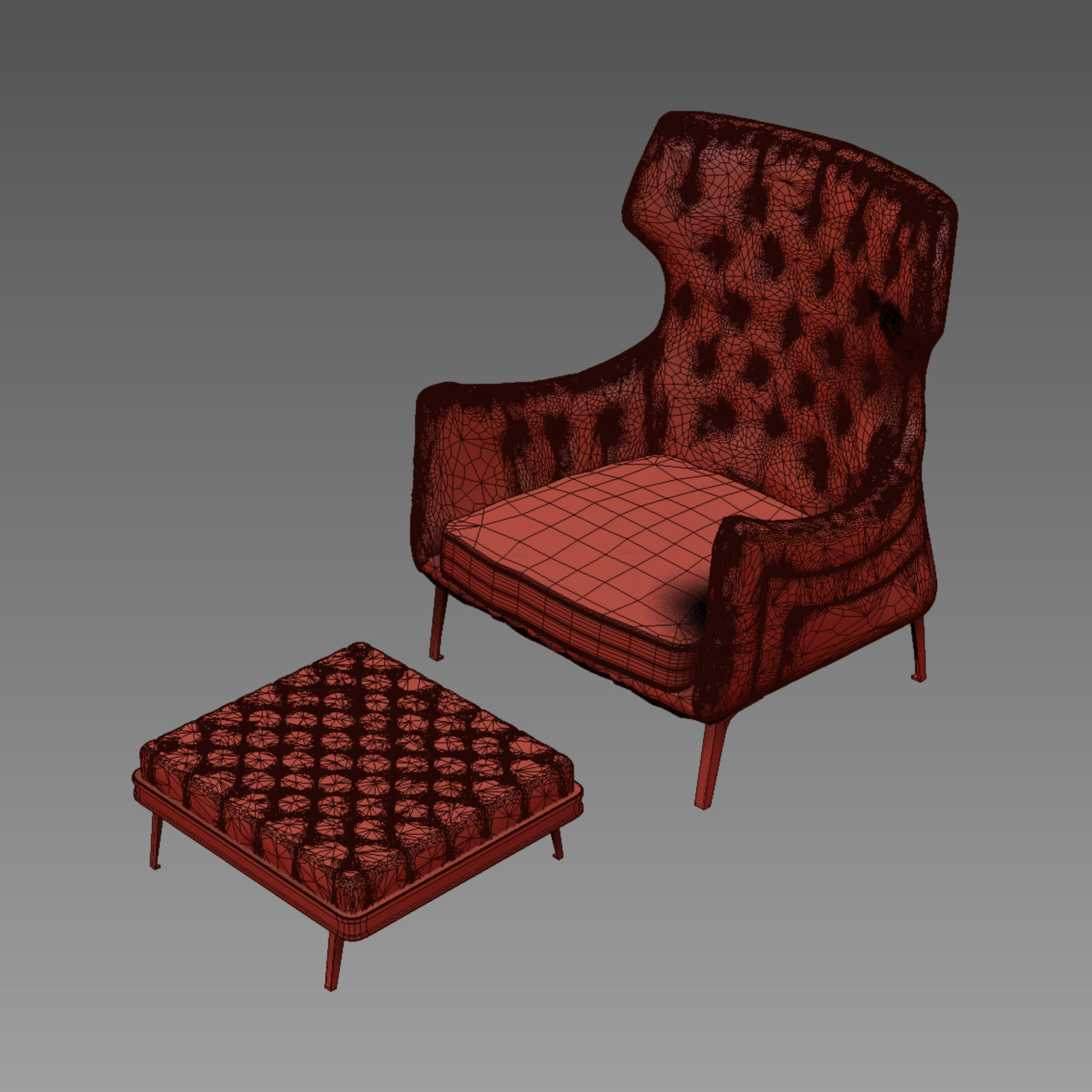 Armchair lounge chair and ottoman 3D model_4