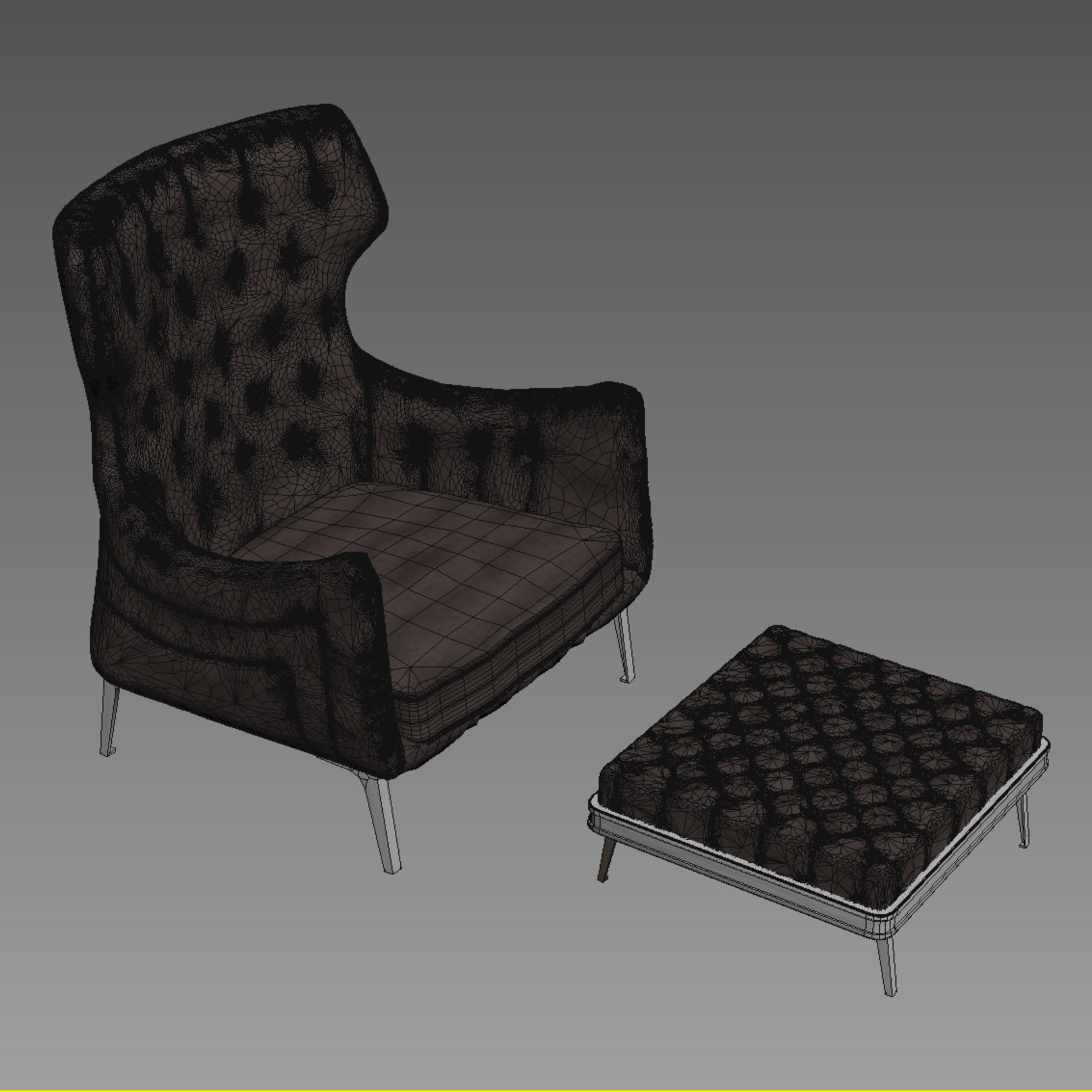Armchair lounge chair and ottoman 3D model_6