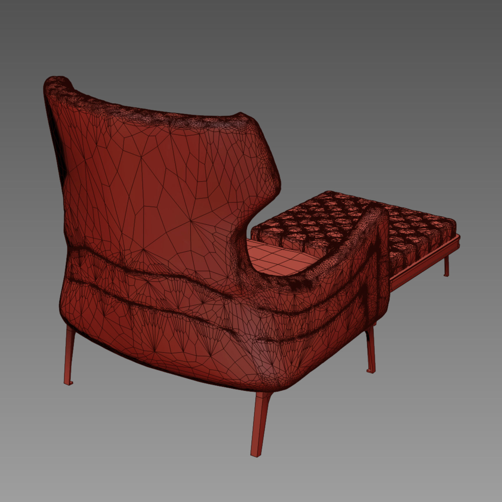 Armchair lounge chair and ottoman 3D model_8