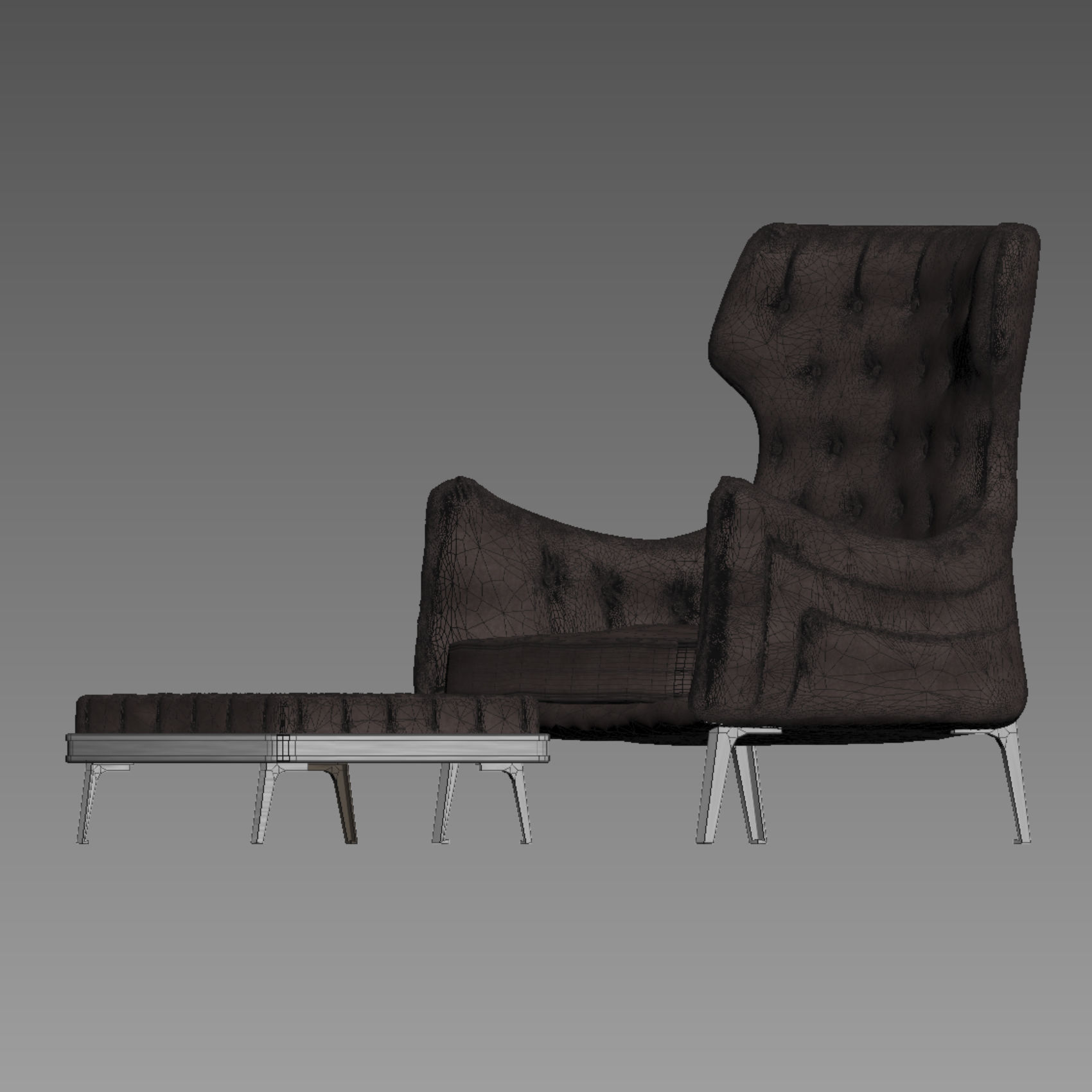 Armchair lounge chair and ottoman 3D model_1
