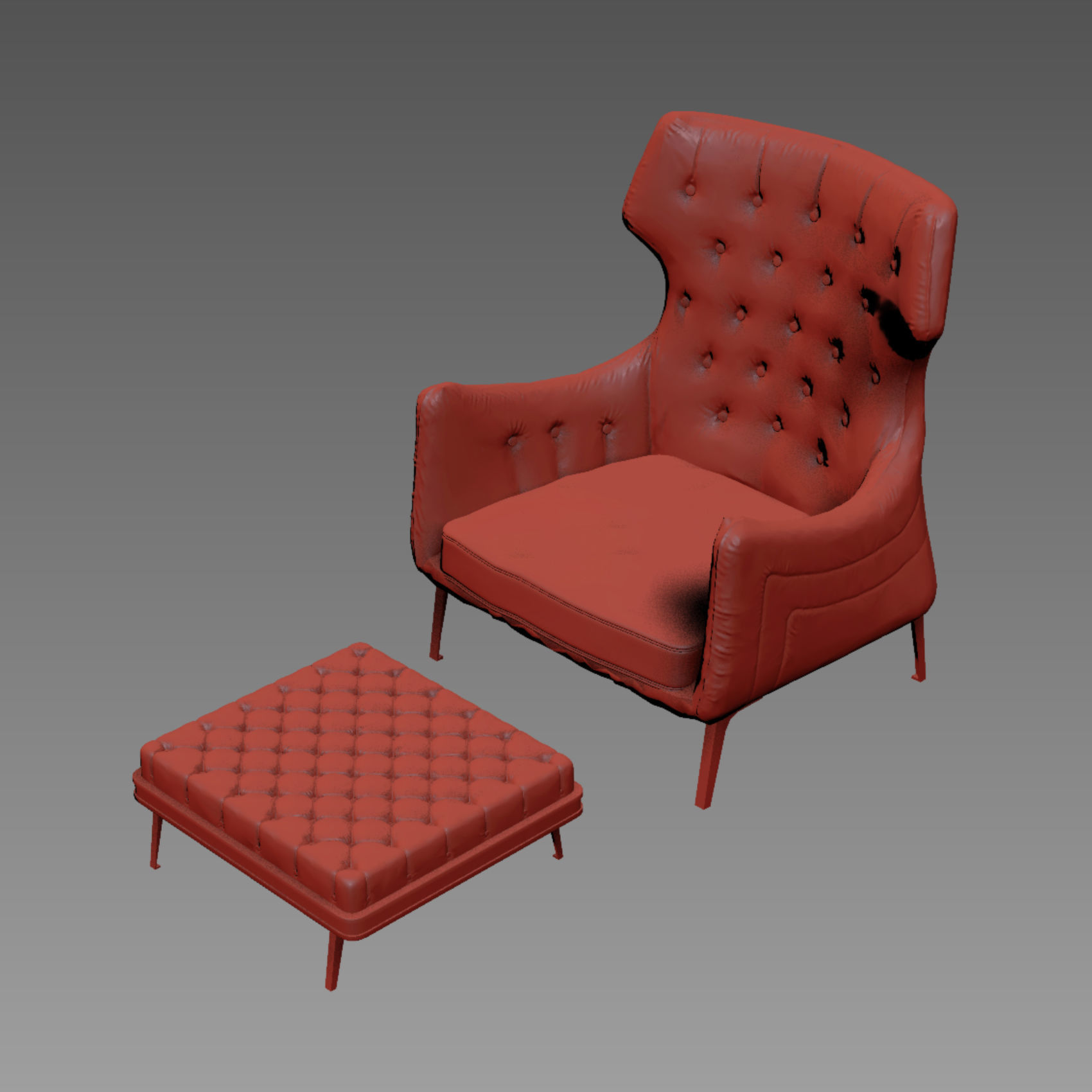 Armchair lounge chair and ottoman 3D model_5