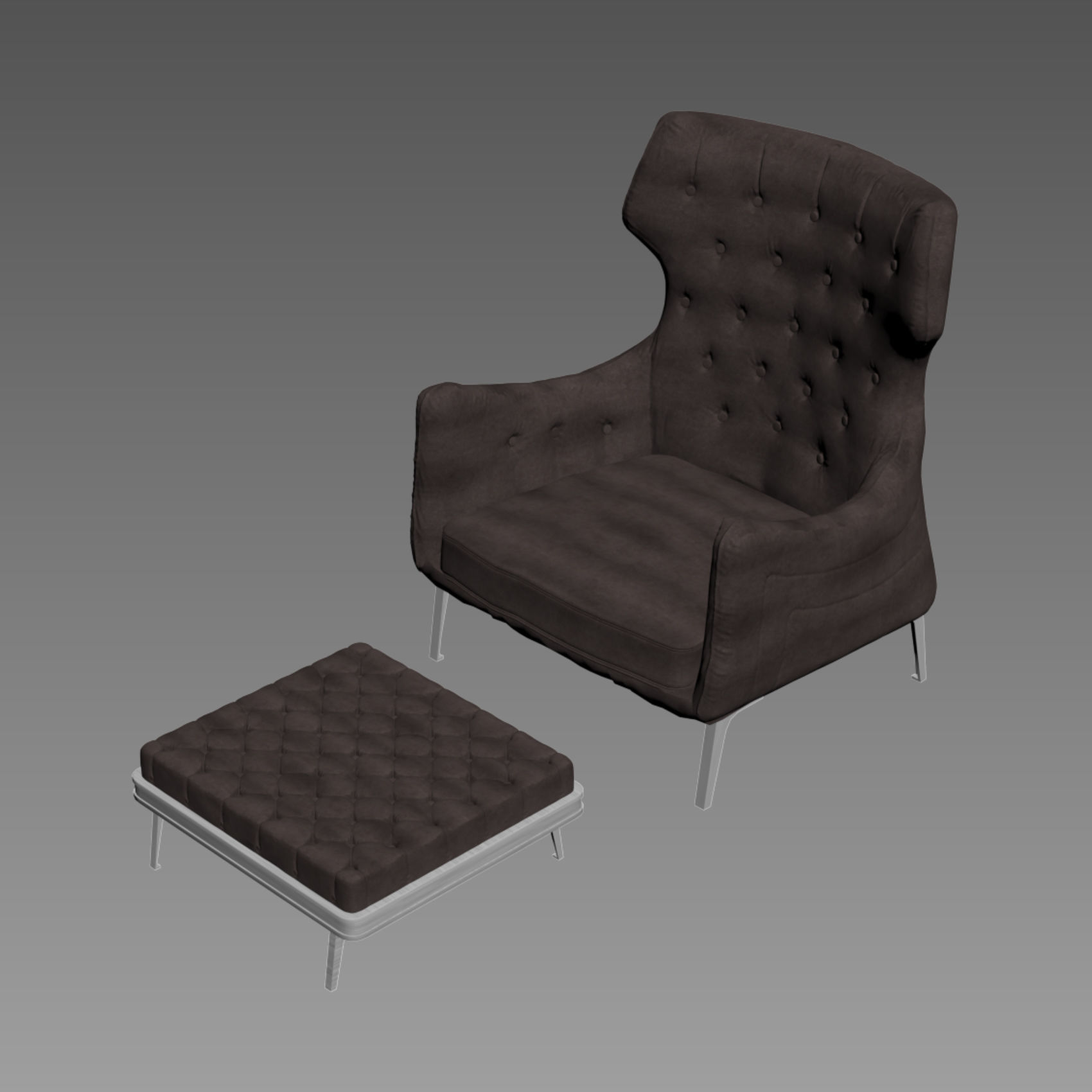 Armchair lounge chair and ottoman 3D model_3