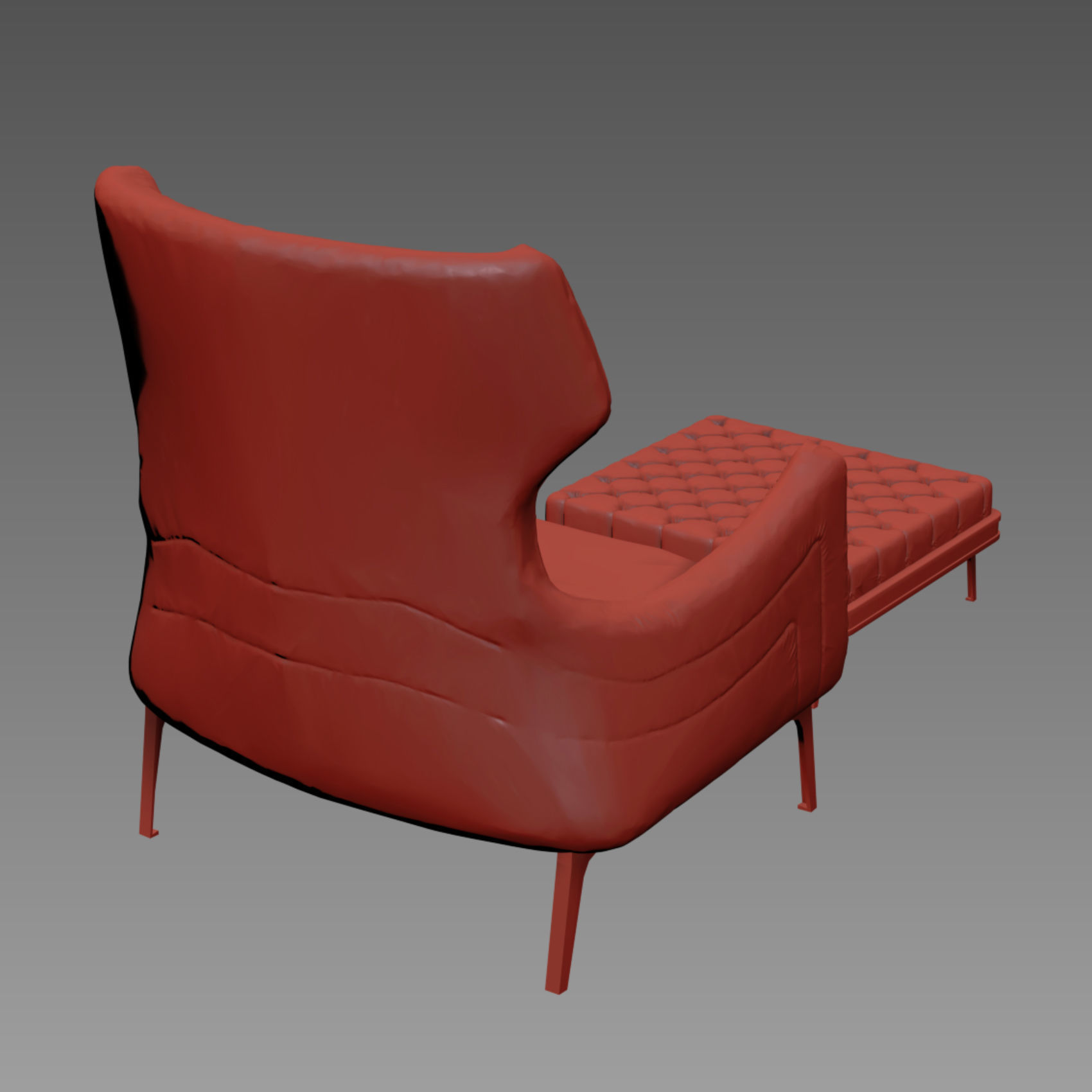 Armchair lounge chair and ottoman 3D model_9
