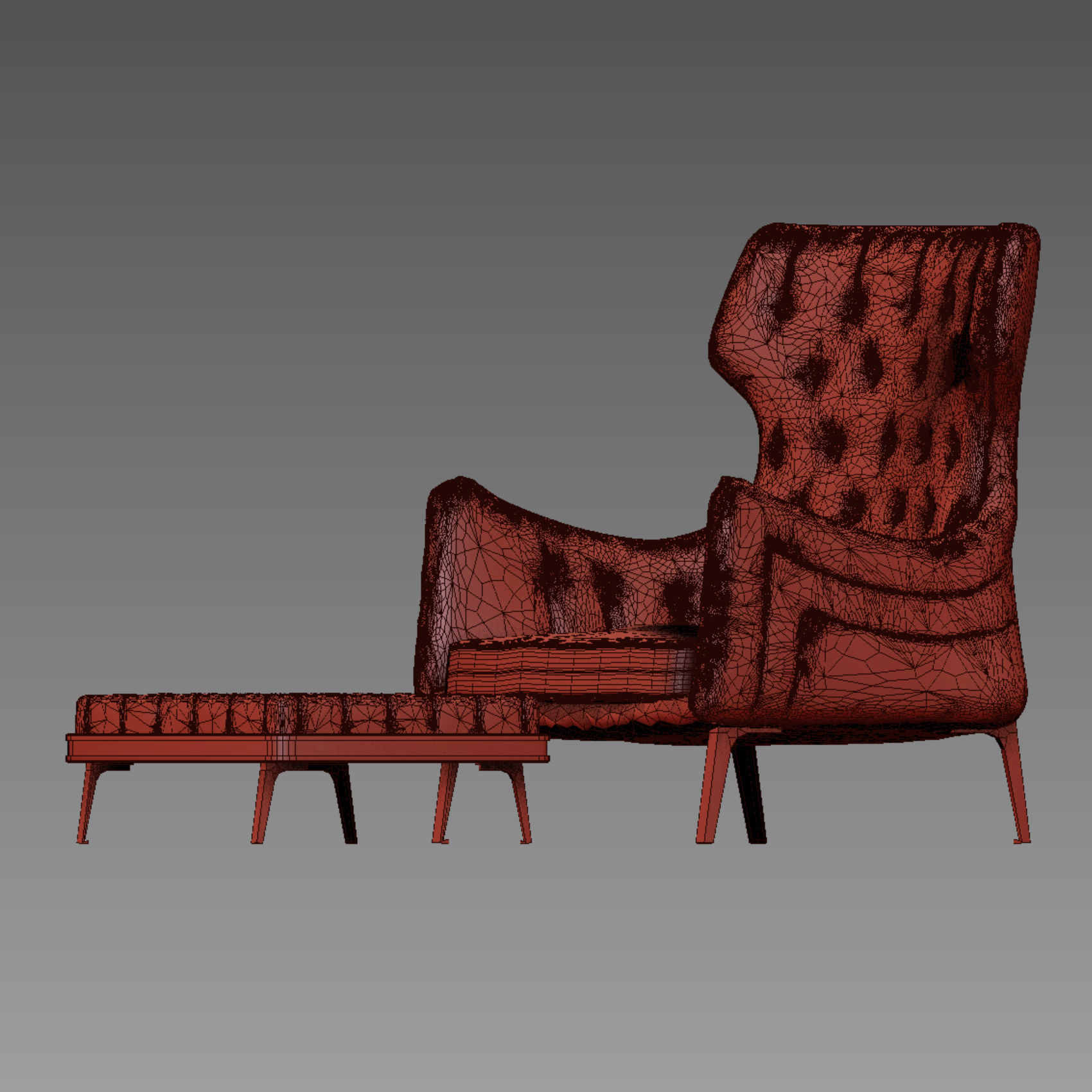 Armchair lounge chair and ottoman 3D model_2